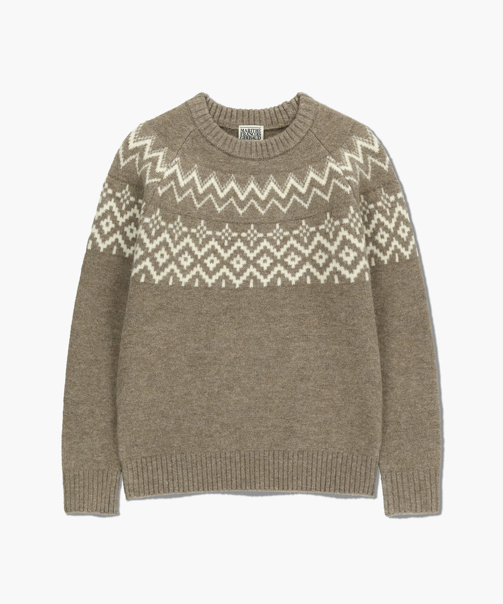 Marithe & Francois Girbaud - Fairisle Crew Neck Knit Pullover (Beige) product image 6 | TRAB K-Fashion Australia