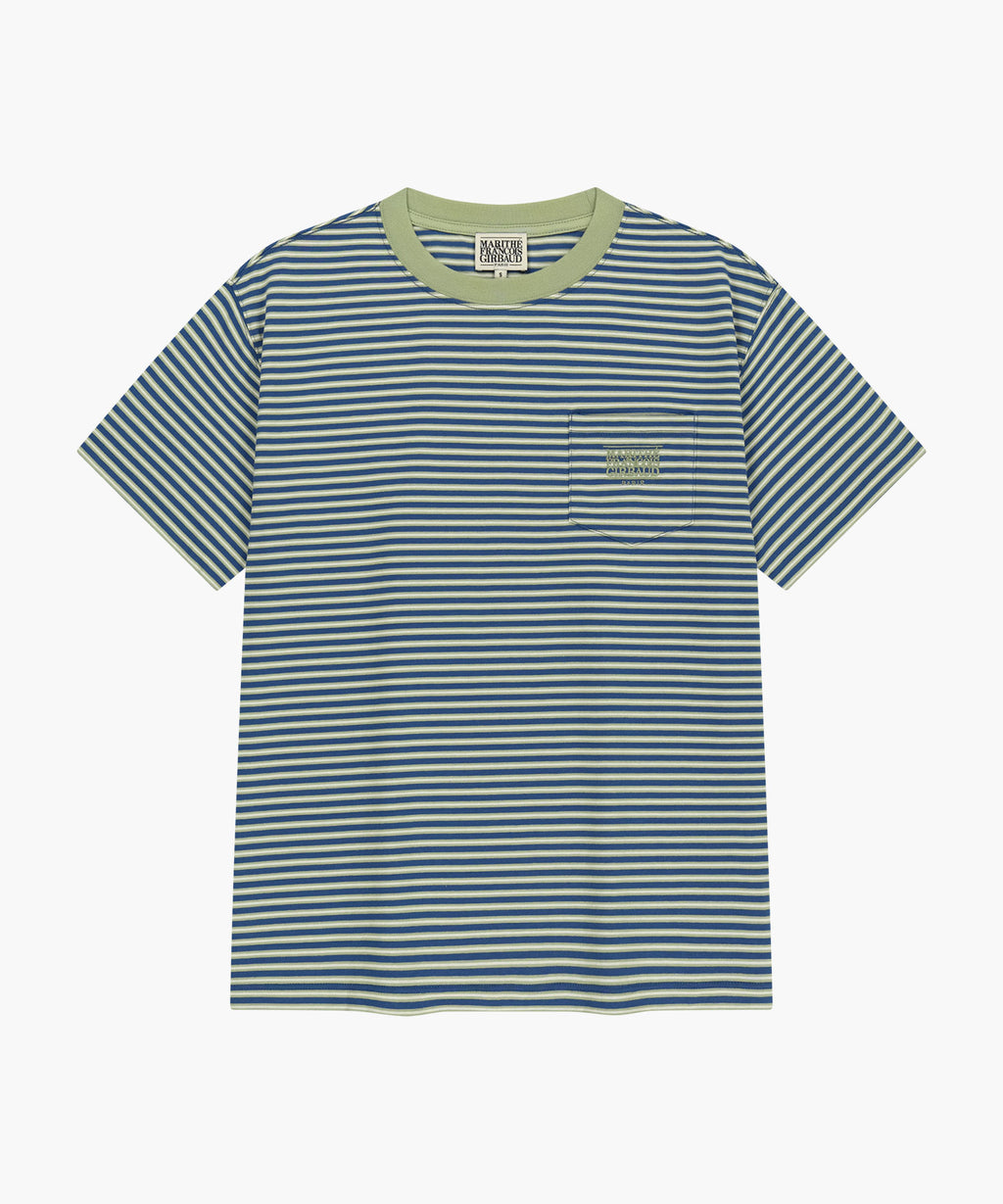 Marithe & Francois Girbaud - [Pre-order – Ships 19 Jun] Small Classic Logo Stripe Ringer Tee (Light Green) product image 6 | TRAB K-Fashion Australia