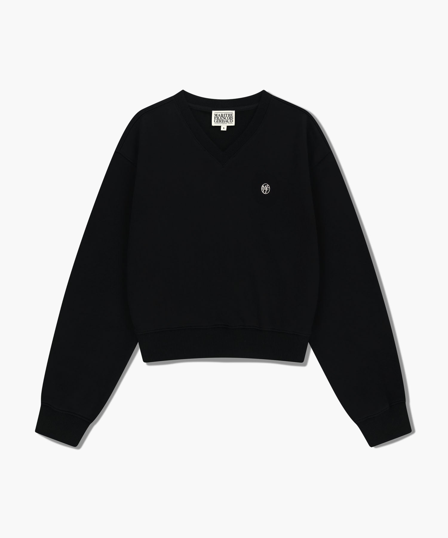 Marithe & Francois Girbaud - Circle Logo V Neck Crop Sweatshirt (Black) product image 6 | TRAB K-Fashion Australia