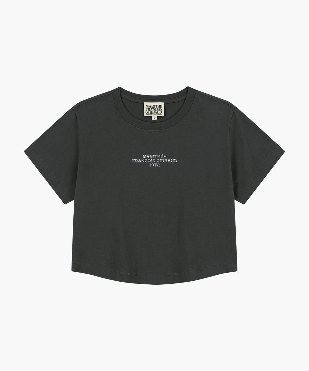 Marithe & Francois Girbaud - Silver Lettering Crop Tee (Charcoal) product image 6 | TRAB K-Fashion Australia