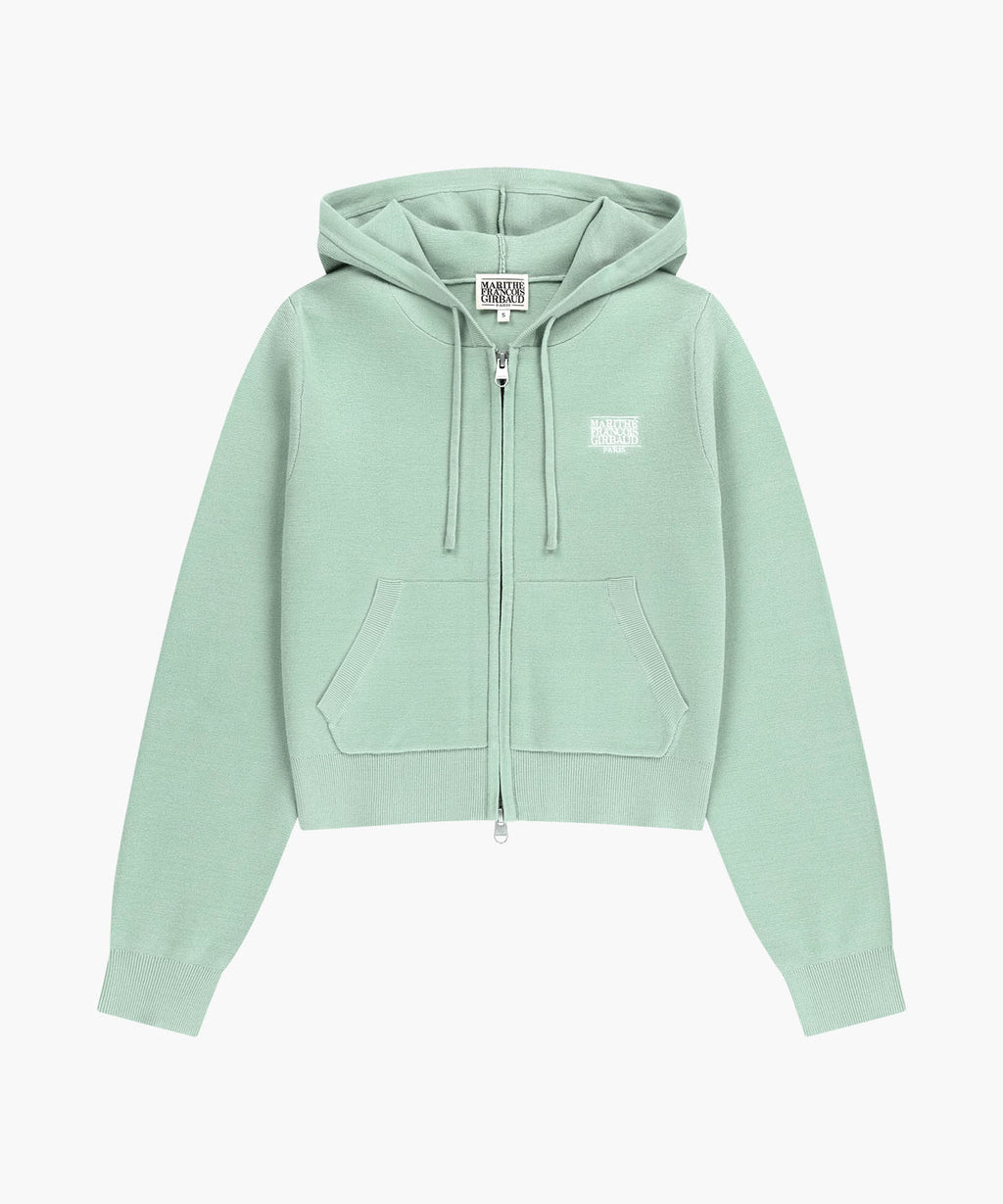 Marithe & Francois Girbaud - Small Classic Logo Crop Knit Hoodie Zipup (Mint) product image 6 | TRAB K-Fashion Australia