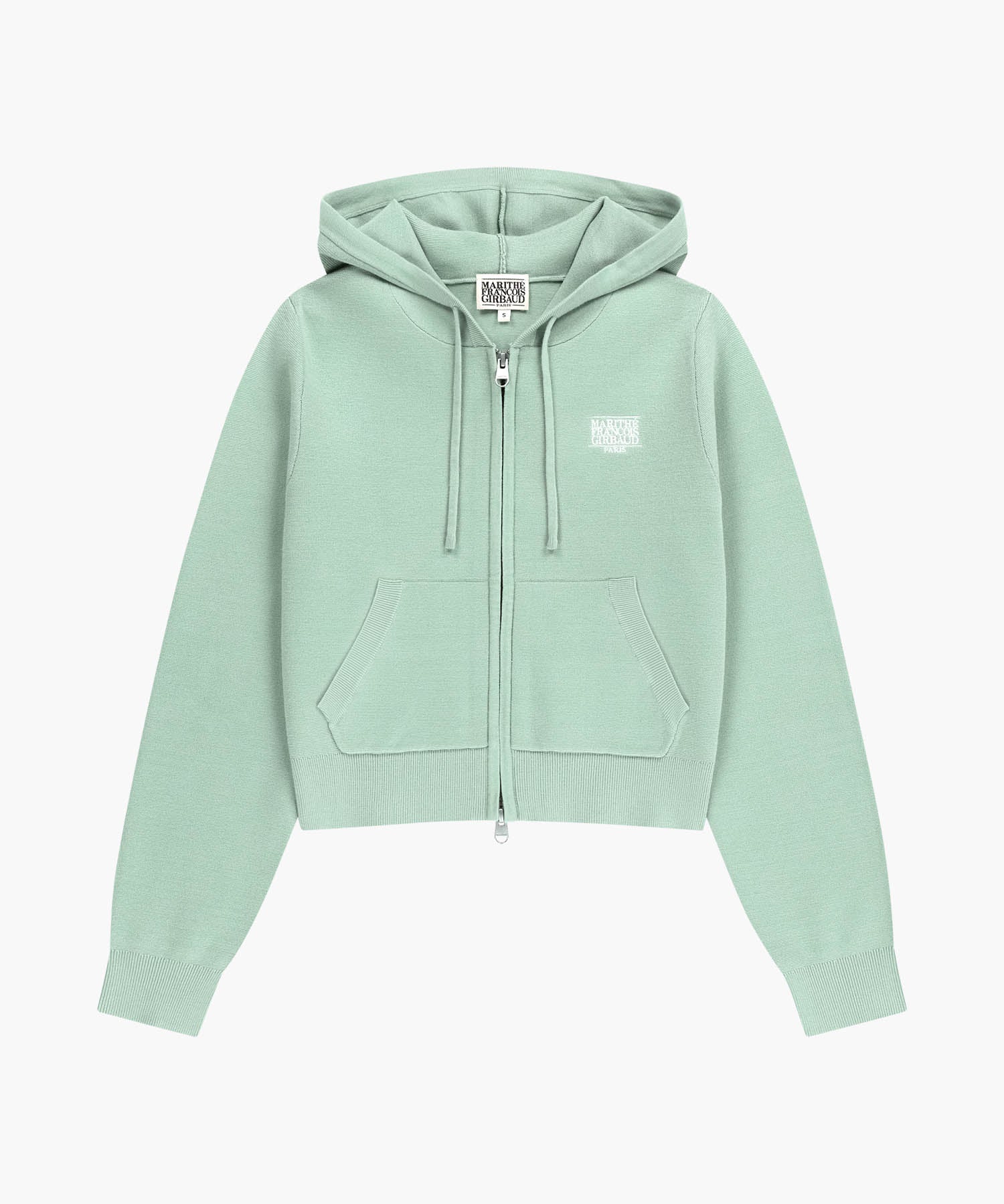 Marithe & Francois Girbaud - Small Classic Logo Crop Knit Hoodie Zipup (Mint) product image 6 | TRAB K-Fashion Australia
