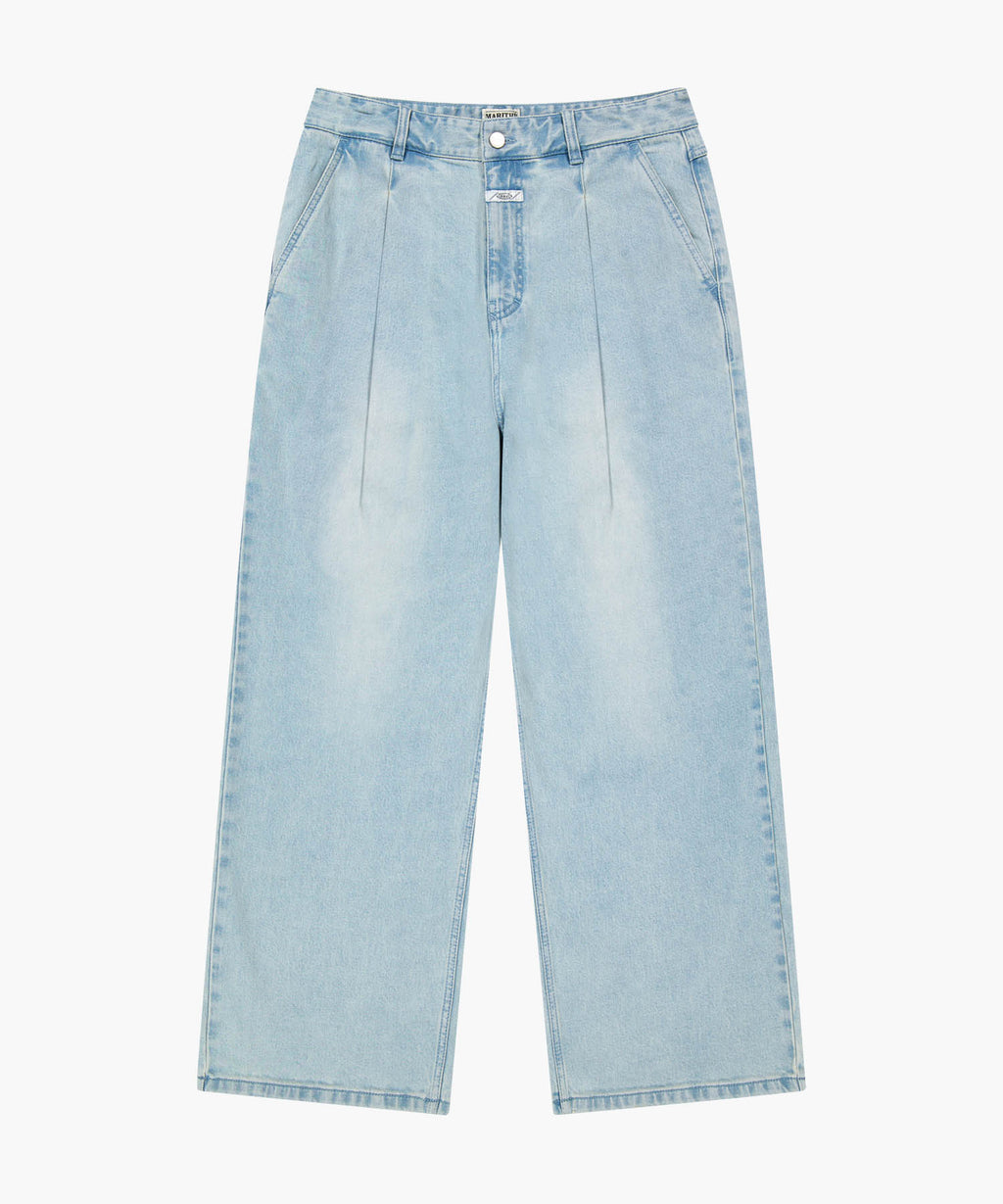 Marithe & Francois Girbaud - New M Low-waist Tuck Wide Denim Pants (Light Blue) product image 6 | TRAB K-Fashion Australia