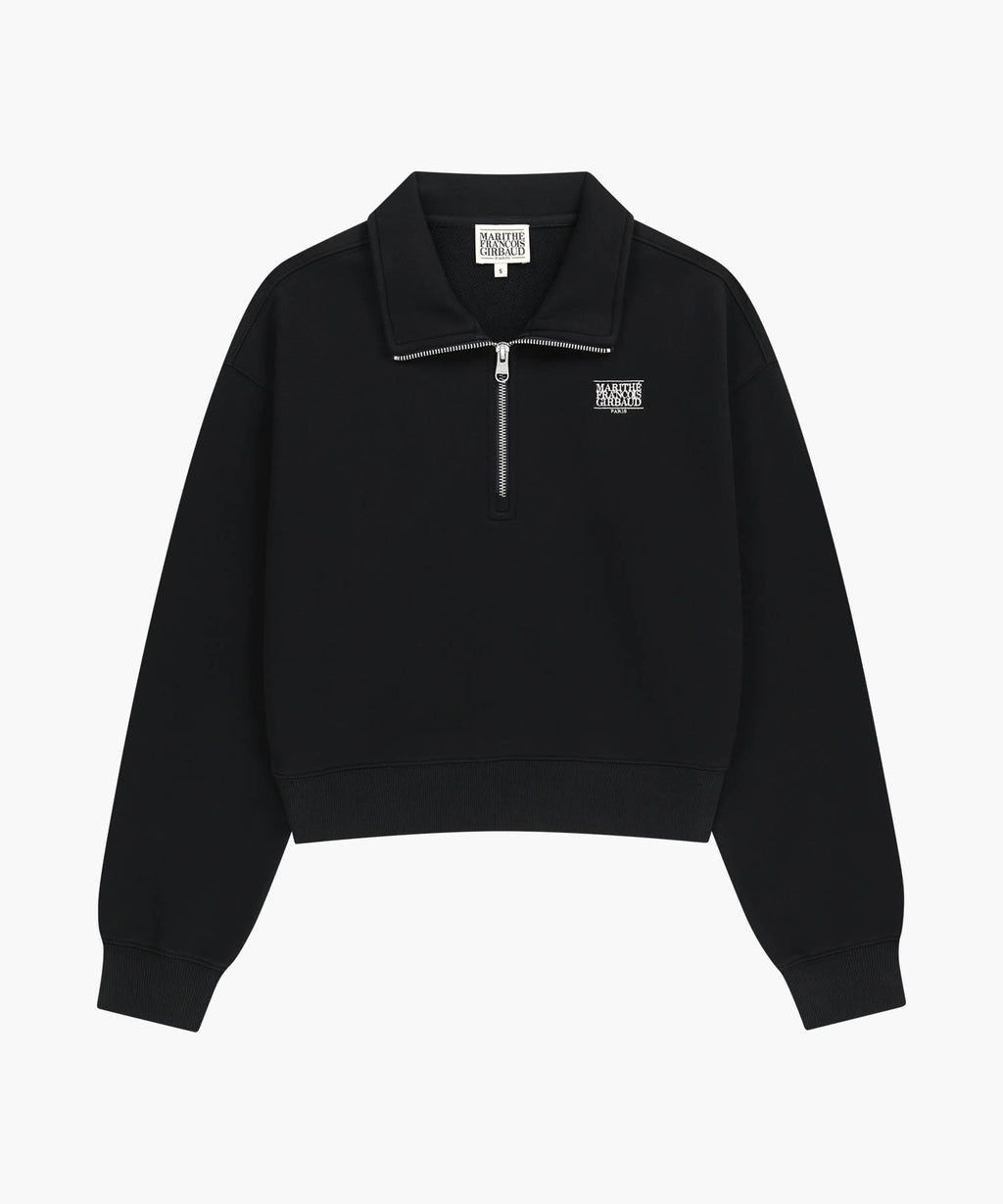 Marithe & Francois Girbaud - Small Classic Logo Half Zipup Crop Sweatshirt (Black) product image 6 | TRAB K-Fashion Australia