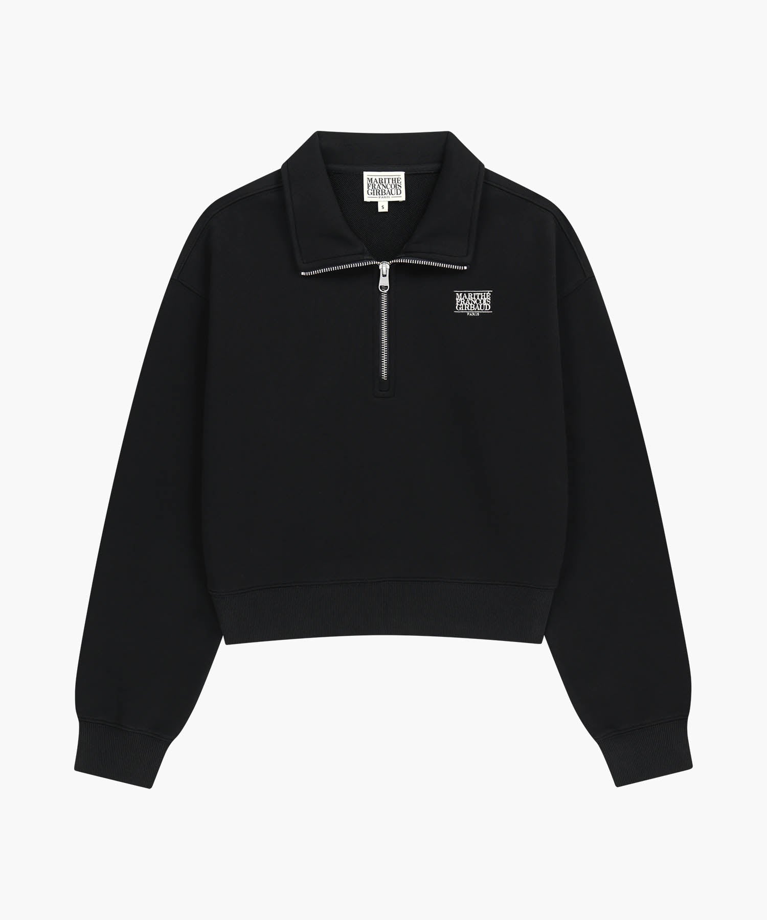 Marithe & Francois Girbaud - Small Classic Logo Half Zipup Crop Sweatshirt (Black) product image 6 | TRAB K-Fashion Australia