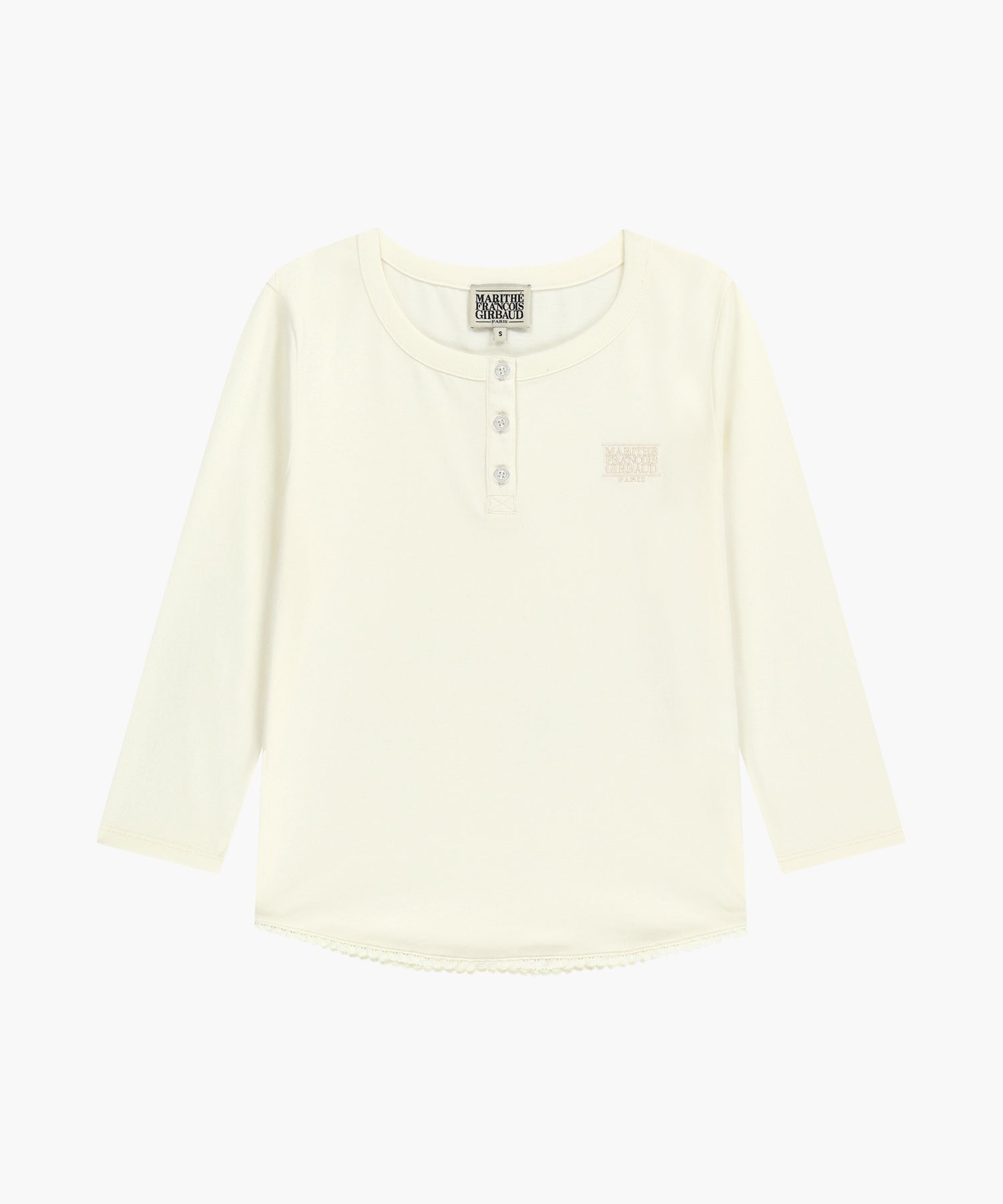 Marithe & Francois Girbaud - Small Classic Logo Henley Neck 3/4 Sleeve Tee (Ivory) product image 6 | TRAB K-Fashion Australia
