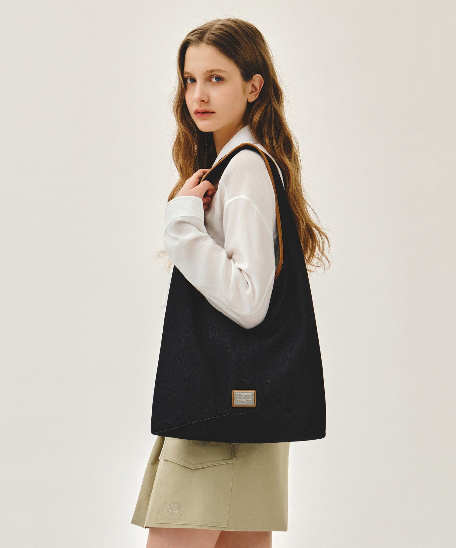 Marithe & Francois Girbaud - Classic Logo One Shoulder Bucket Bag (Dark Blue) product image 6 | TRAB K-Fashion Australia
