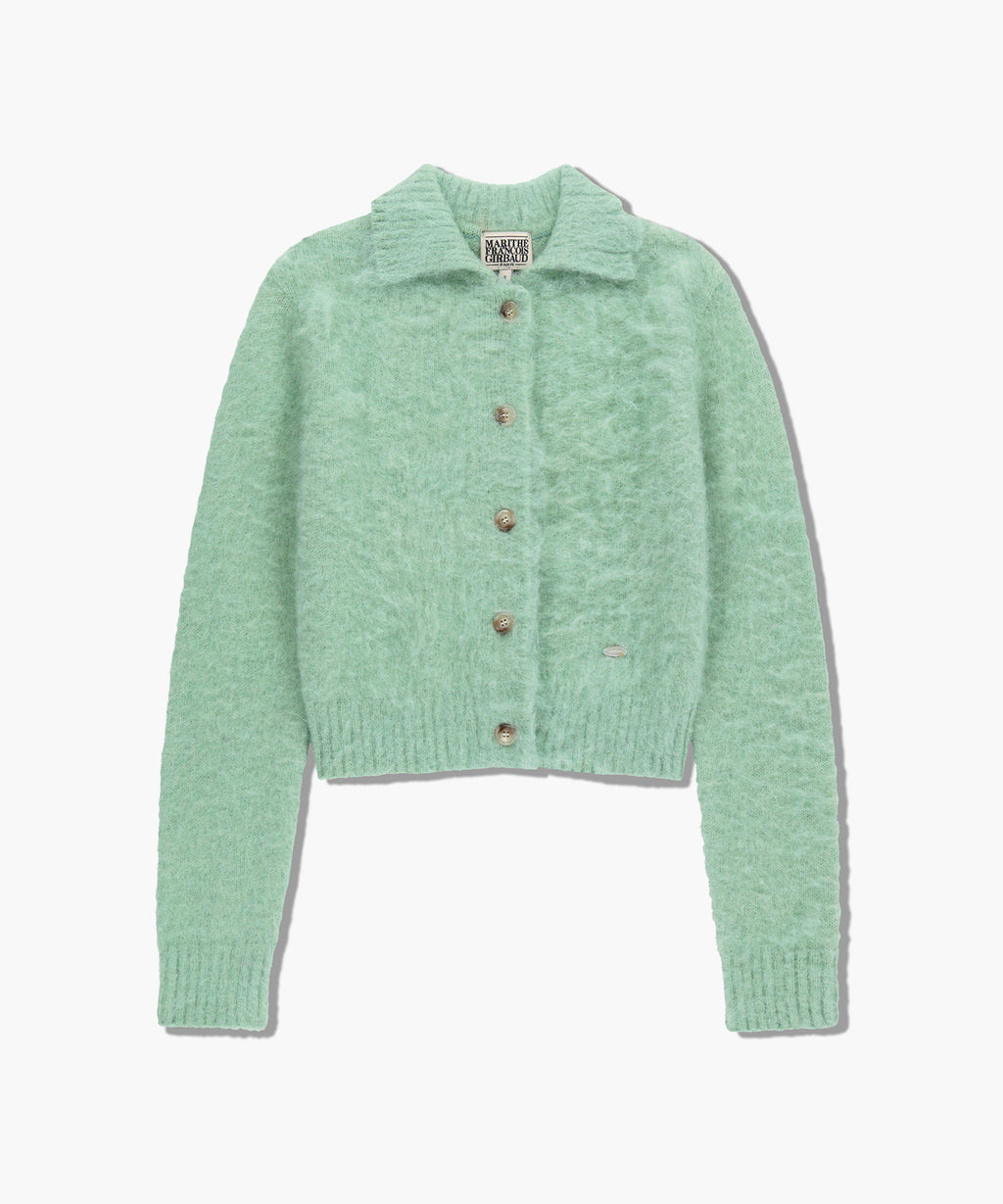 Marithe & Francois Girbaud - Hairy Collar Cardigan (Mint) product image 9 | TRAB K-Fashion Australia