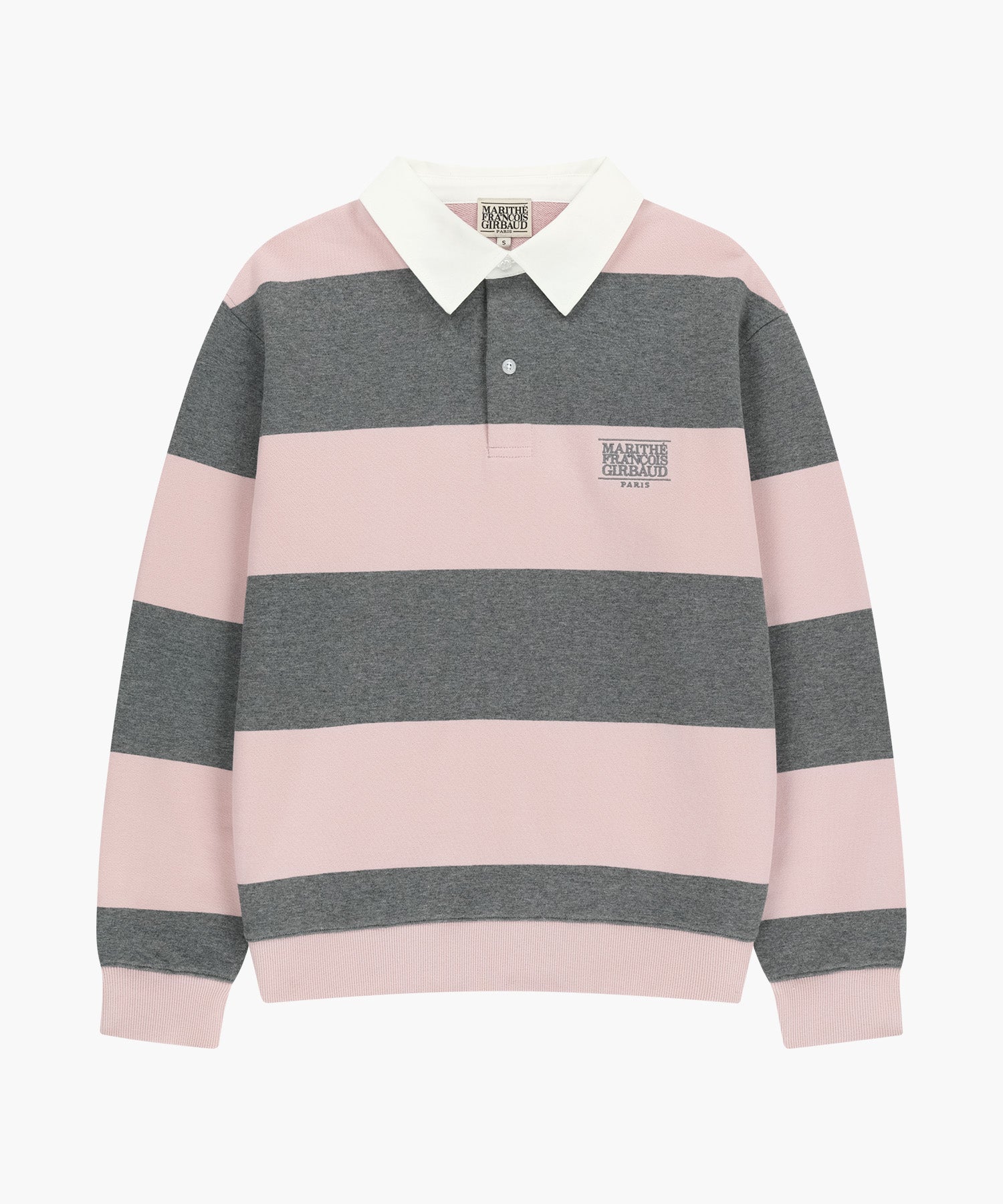 Marithe & Francois Girbaud - Small Classic Logo Rugby Stripe Sweatshirt (Light Pink) product image 6 | TRAB K-Fashion Australia