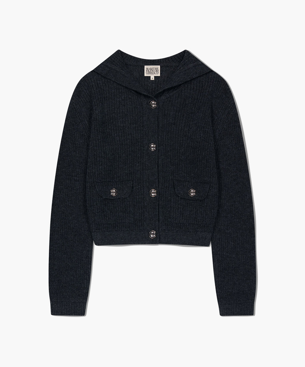 Marithe & Francois Girbaud - Sailor Rib Knit Cardigan (Dark Heather Gray) product image 6 | TRAB K-Fashion Australia