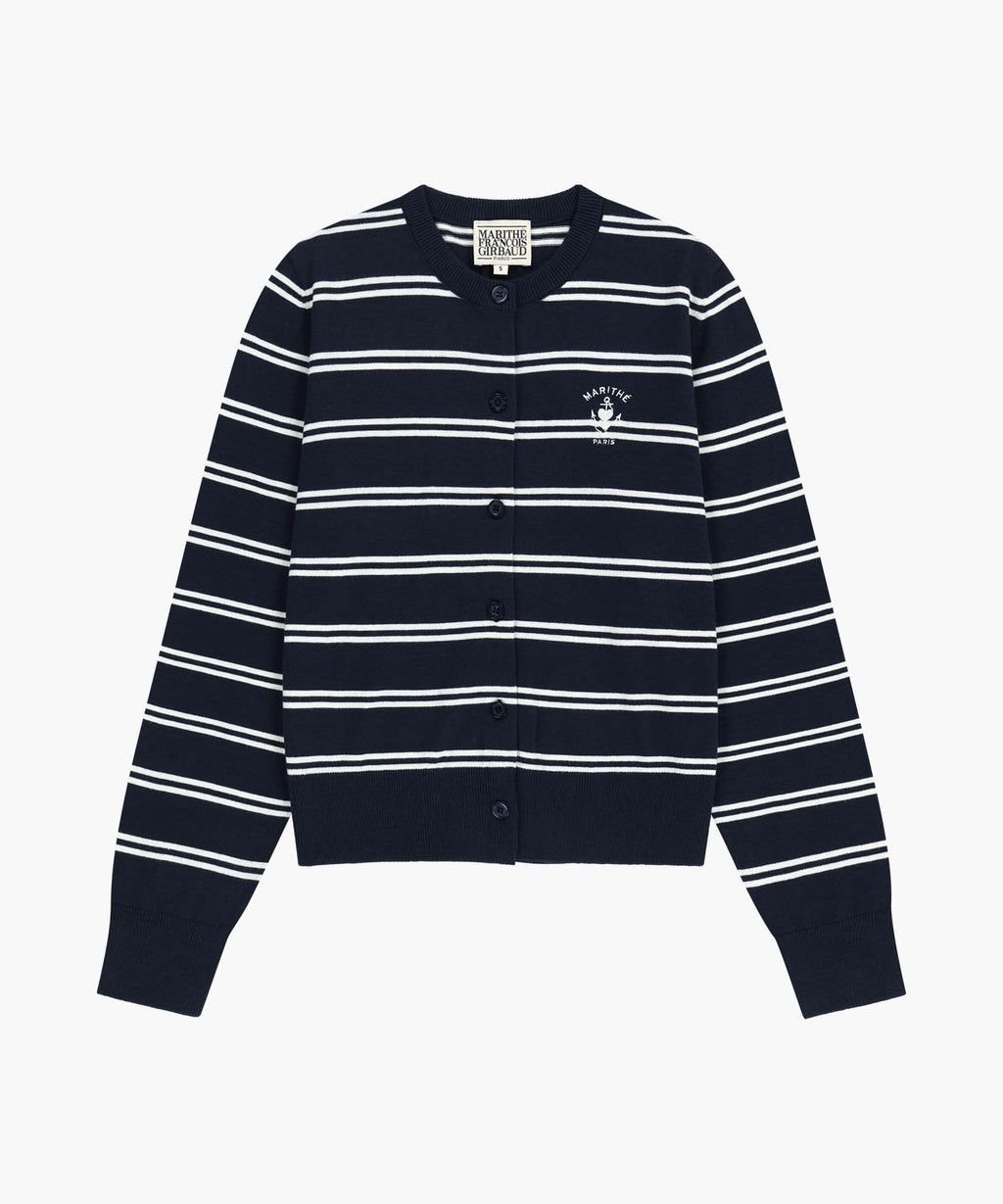 Marithe & Francois Girbaud - Stripe Knit Cardigan (Navy) product image 6 | TRAB K-Fashion Australia