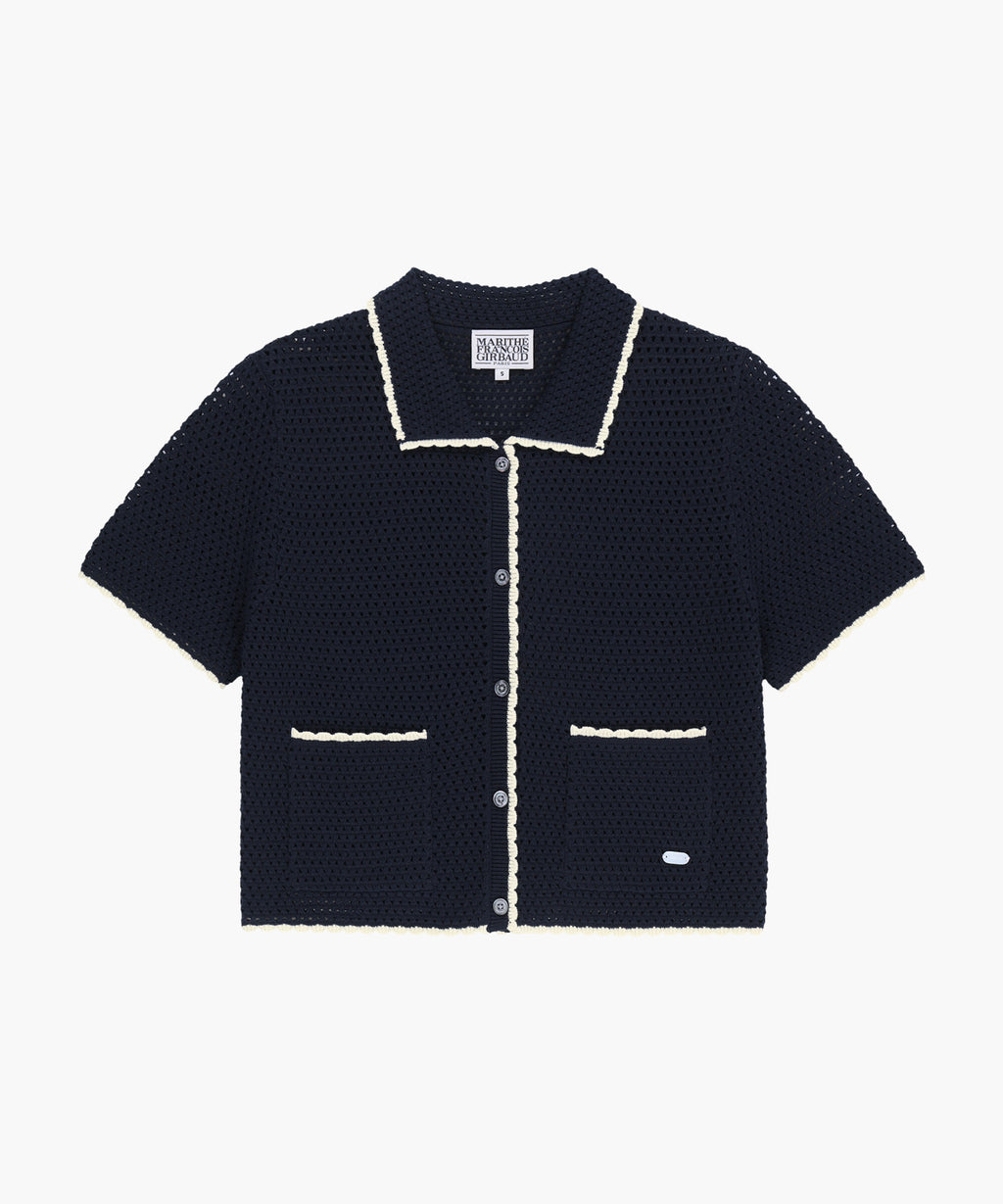 Marithe & Francois Girbaud - Crochet Half Knit Cardigan (Navy) product image 6 | TRAB K-Fashion Australia