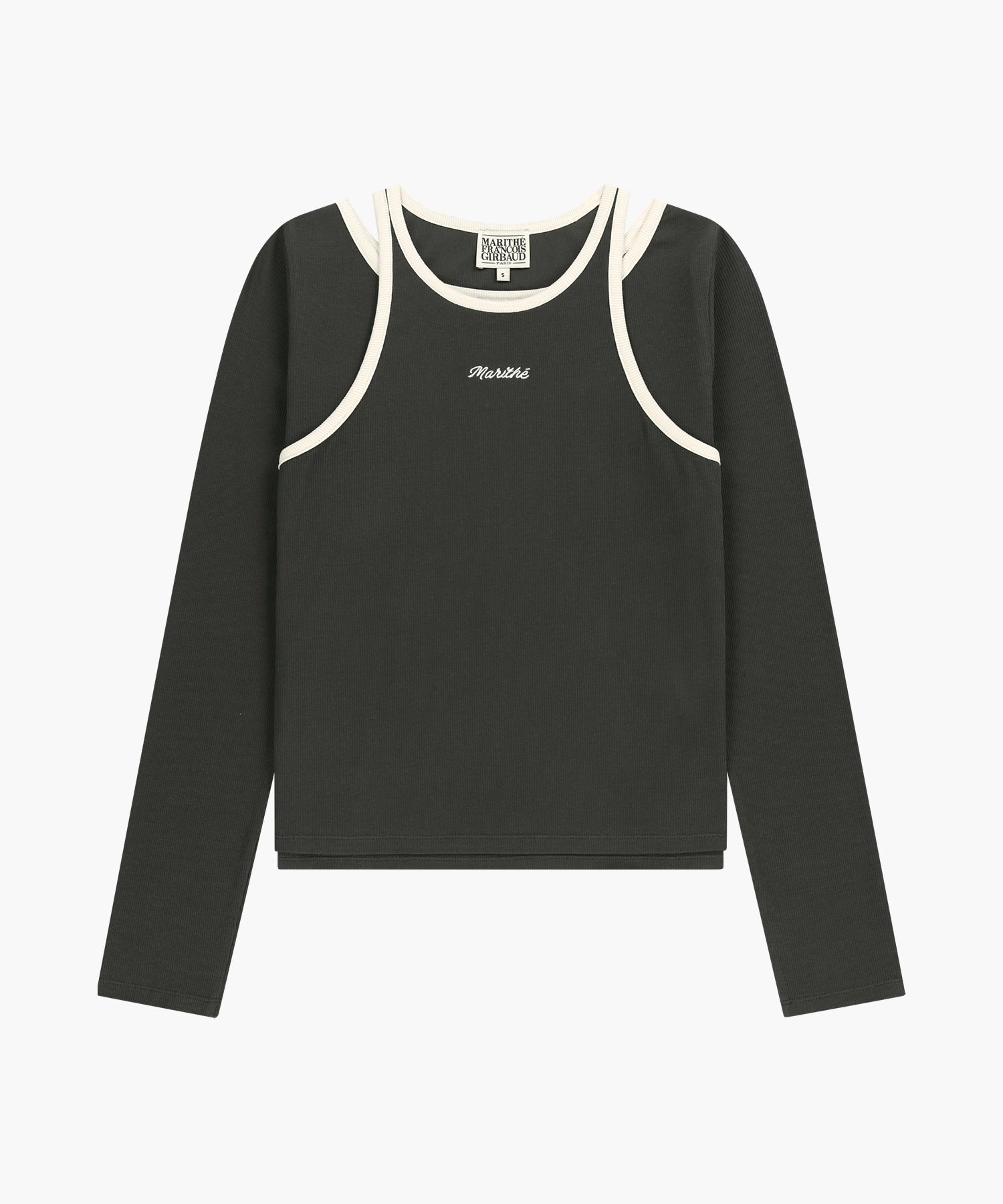 Marithe & Francois Girbaud - Sleeveless Layered Long Sleeve Tee (Charcoal) product image 6 | TRAB K-Fashion Australia