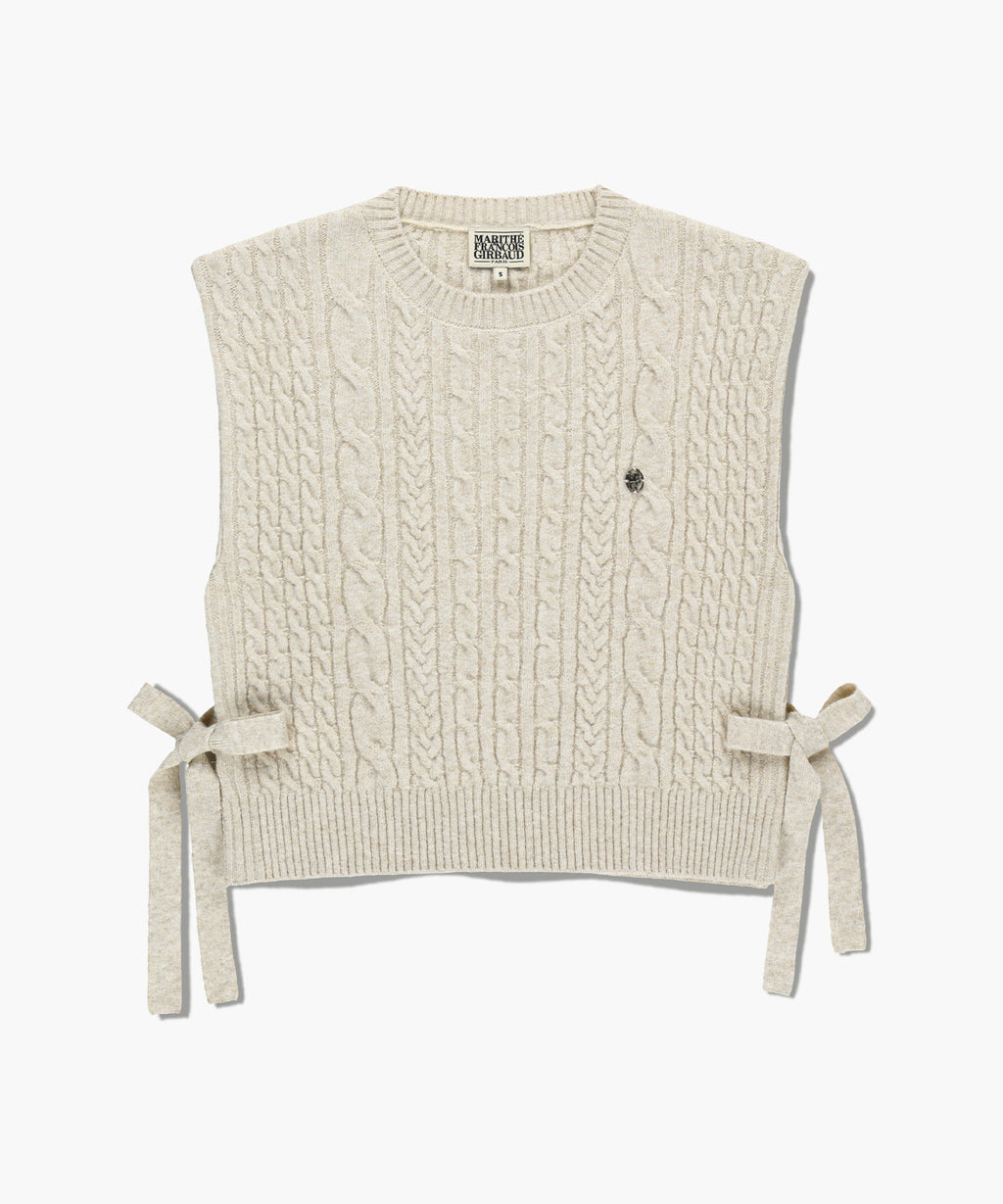 Marithe & Francois Girbaud - Side Ribbon Knit Vest (Ivory) product image 6 | TRAB K-Fashion Australia