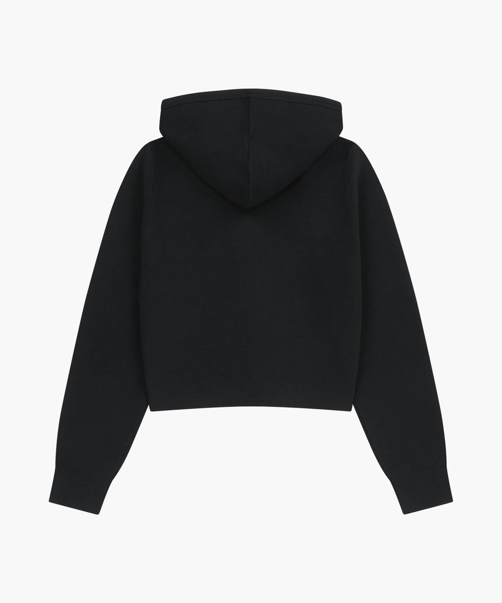 Marithe & Francois Girbaud - Small Classic Logo Crop Knit Hoodie Zipup (Black) product image 6 | TRAB K-Fashion Australia