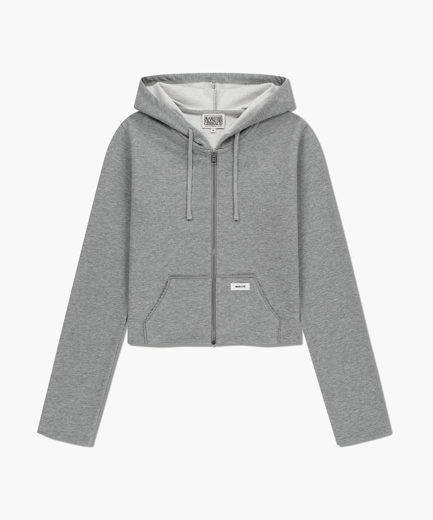 Marithe & Francois Girbaud - Slim Fit Crop Hoodie Zipup (Heather Gray) product image 6 | TRAB K-Fashion Australia