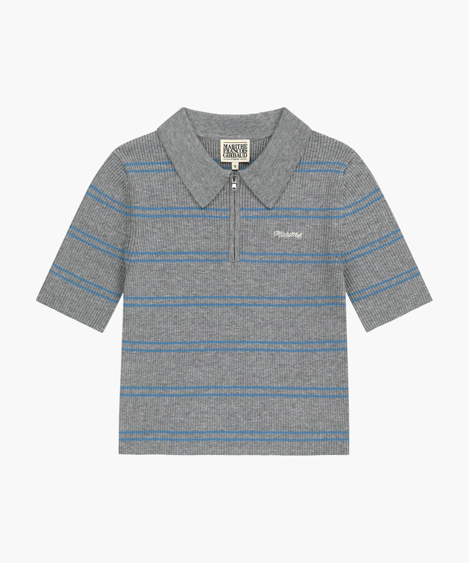 Marithe & Francois Girbaud - Stripe Half Zip Up Slim Knit (Melange Gray) product image 6 | TRAB K-Fashion Australia