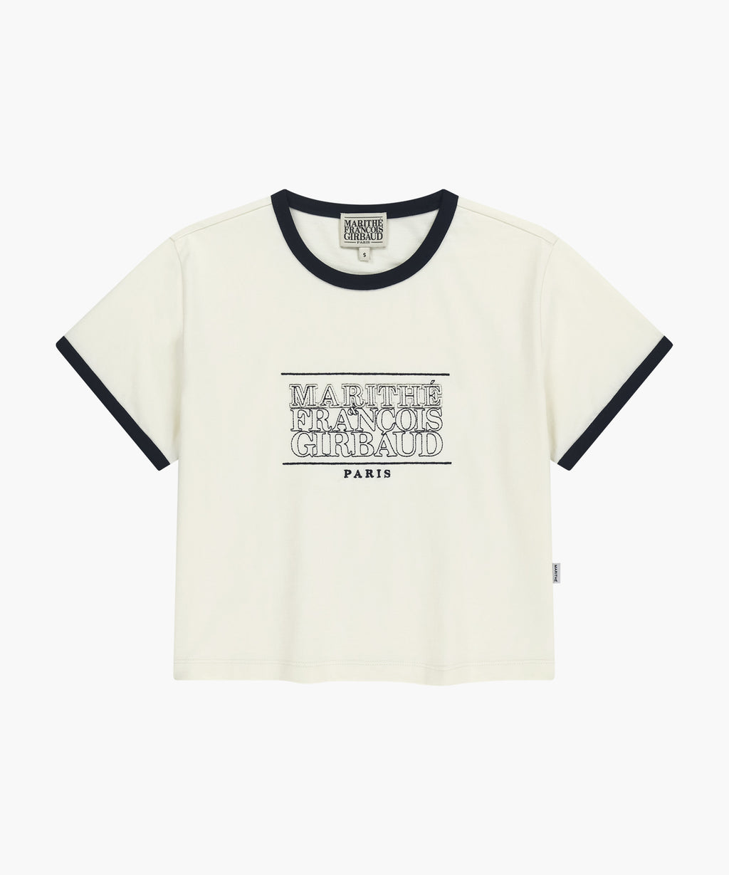Marithe & Francois Girbaud - Classic Logo Applique Ringer Crop Tee (Ivory) product image 6 | TRAB K-Fashion Australia