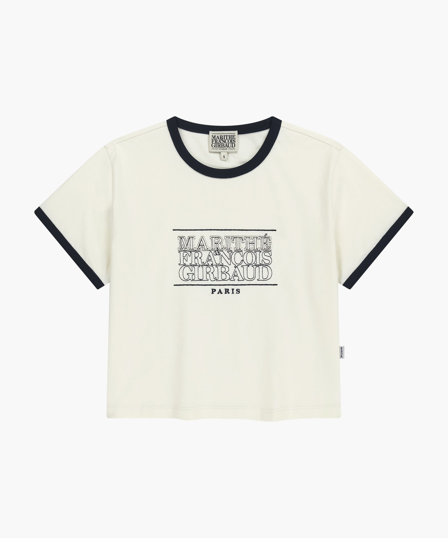 Marithe & Francois Girbaud - Classic Logo Applique Ringer Crop Tee (Ivory) product image 6 | TRAB K-Fashion Australia