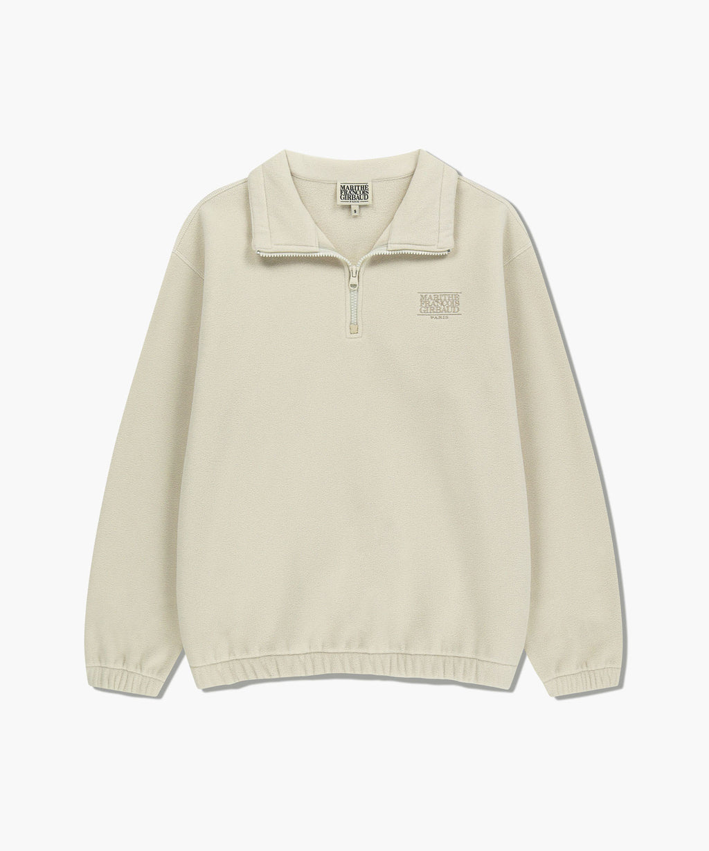 Marithe & Francois Girbaud - Classic Logo Half Neck Fleece Sweatshirt (Ivory) product image 6 | TRAB K-Fashion Australia