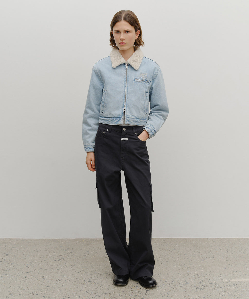 Marithe & Francois Girbaud - Crop Shearling Denim Jacket (Light Blue) product image 6 | TRAB K-Fashion Australia