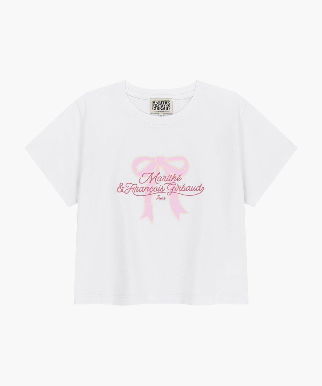 Marithe & Francois Girbaud - Sorona Cool Ribbon Graphic Crop Tee (White) product image 6 | TRAB K-Fashion Australia