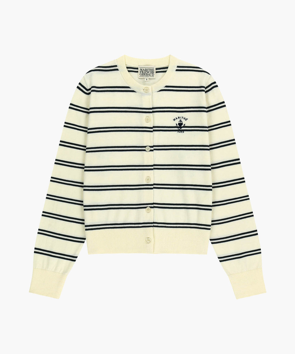Marithe & Francois Girbaud - Stripe Knit Cardigan (Ivory) product image 6 | TRAB K-Fashion Australia