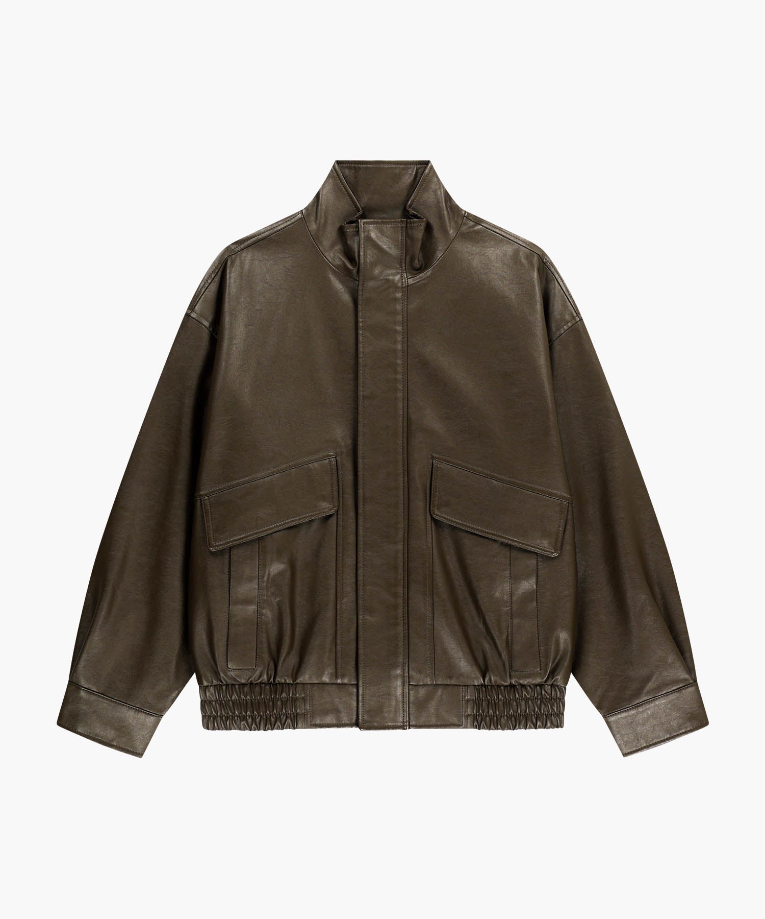 Marithe & Francois Girbaud - Faux Leather High Neck Jacket (Brown) product image 6 | TRAB K-Fashion Australia
