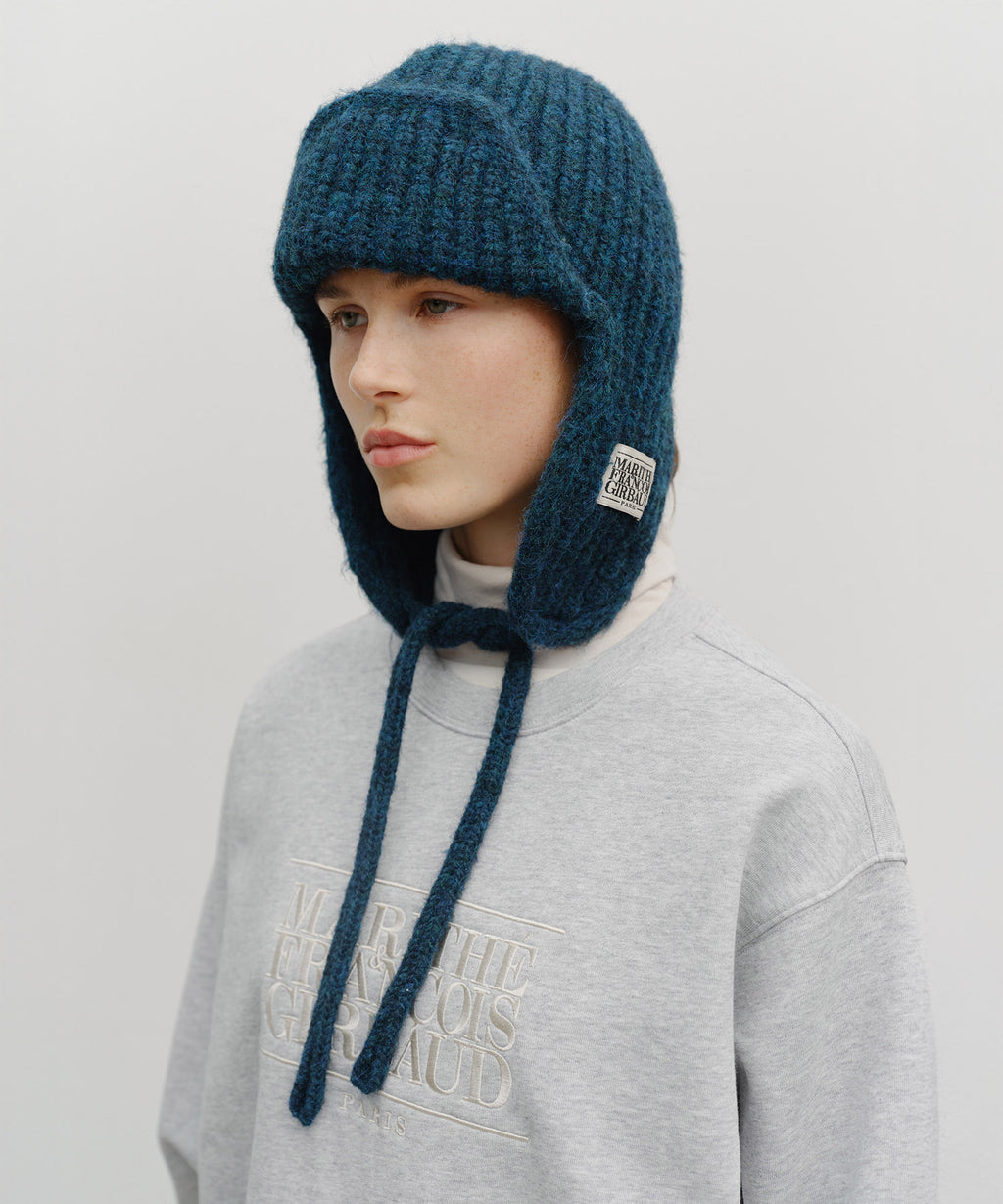 Marithe & Francois Girbaud - Classic Logo Earflap Beanie (Teal) product image 6 | TRAB K-Fashion Australia