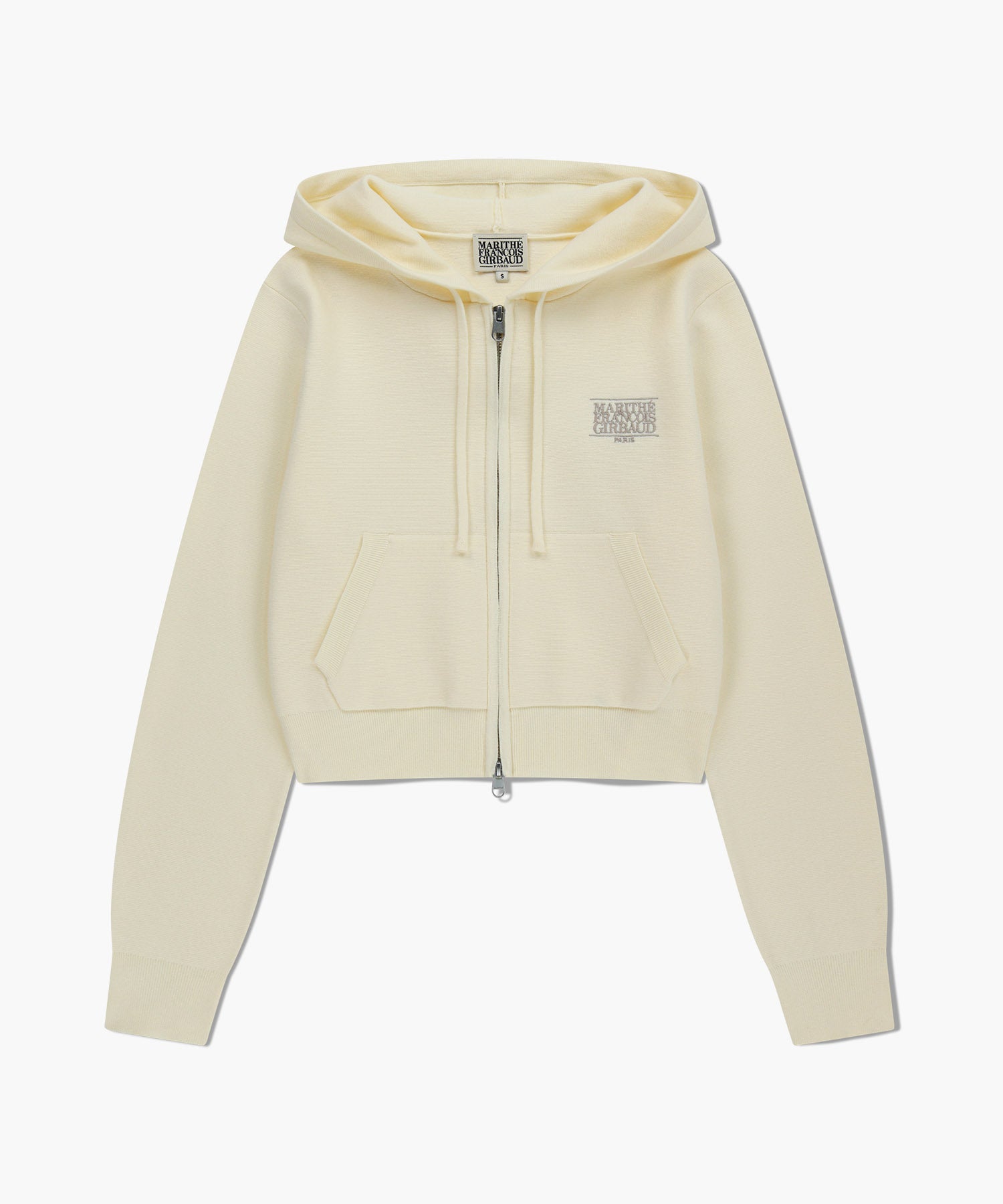 Marithe & Francois Girbaud - Classic Logo Crop Knit Hoodie Zipup (Ivory) product image 6 | TRAB K-Fashion Australia