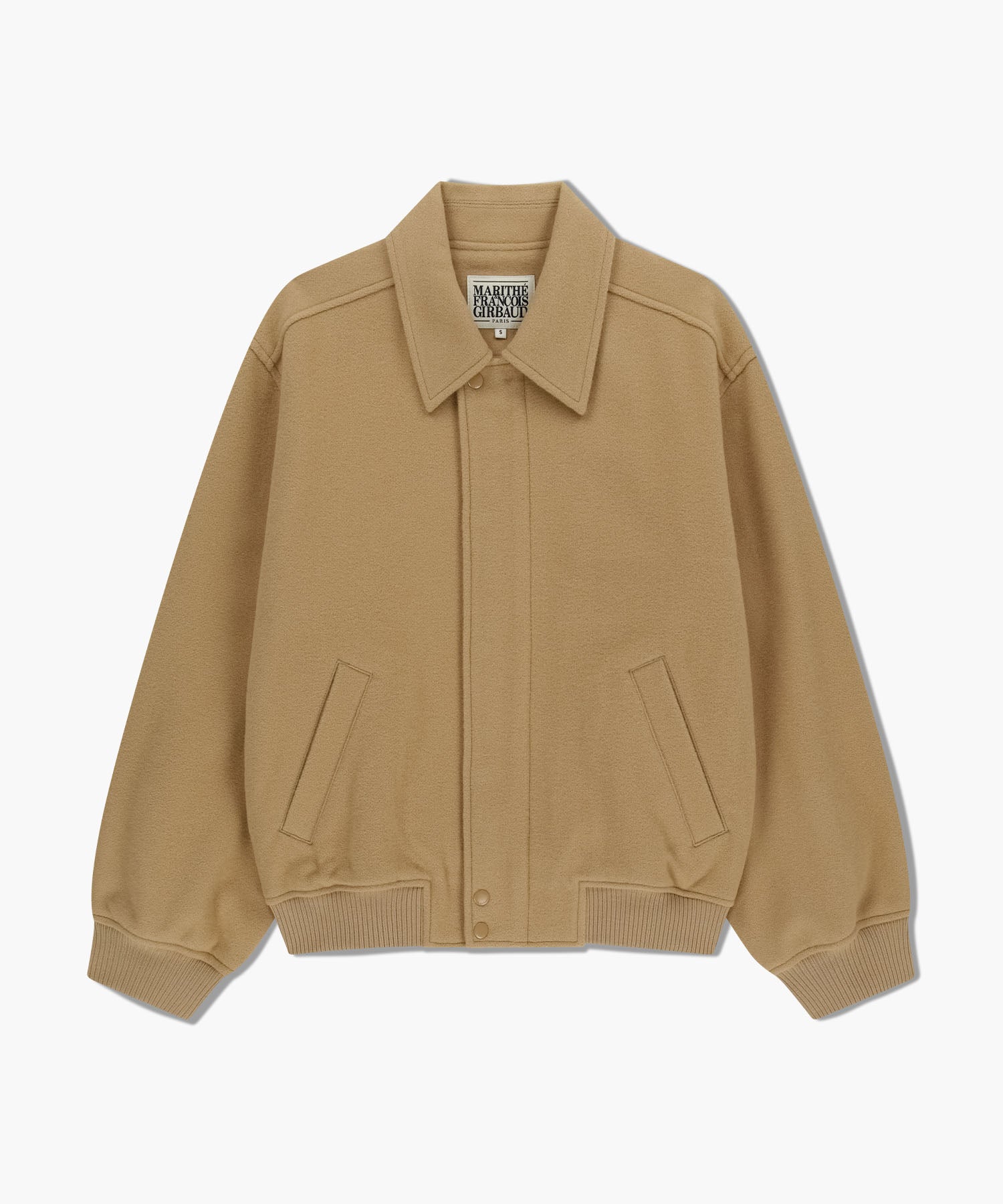 Marithe & Francois Girbaud - Wool Collar Varsity Jacket (Beige) product image 6 | TRAB K-Fashion Australia