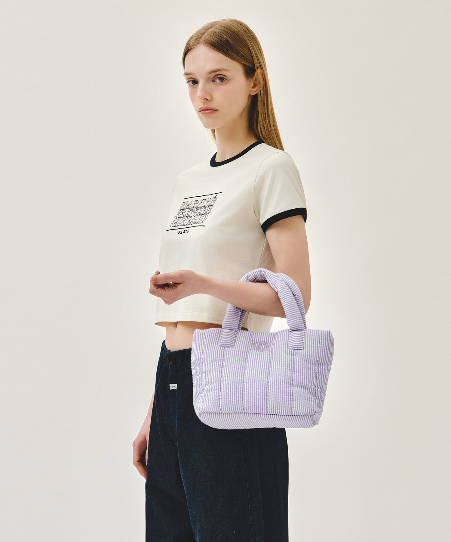 Marithe & Francois Girbaud - Classic Logo Seersucker Padding Bag (Purple) product image 6 | TRAB K-Fashion Australia