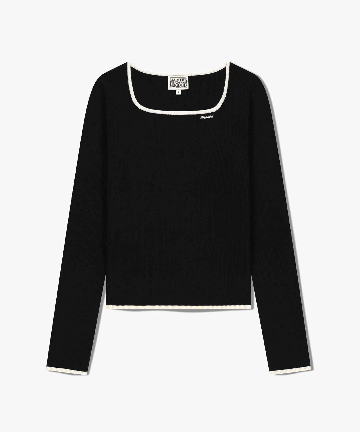 Marithe & Francois Girbaud - Color Point Square Neck Knit Pullover (Black) product image 6 | TRAB K-Fashion Australia