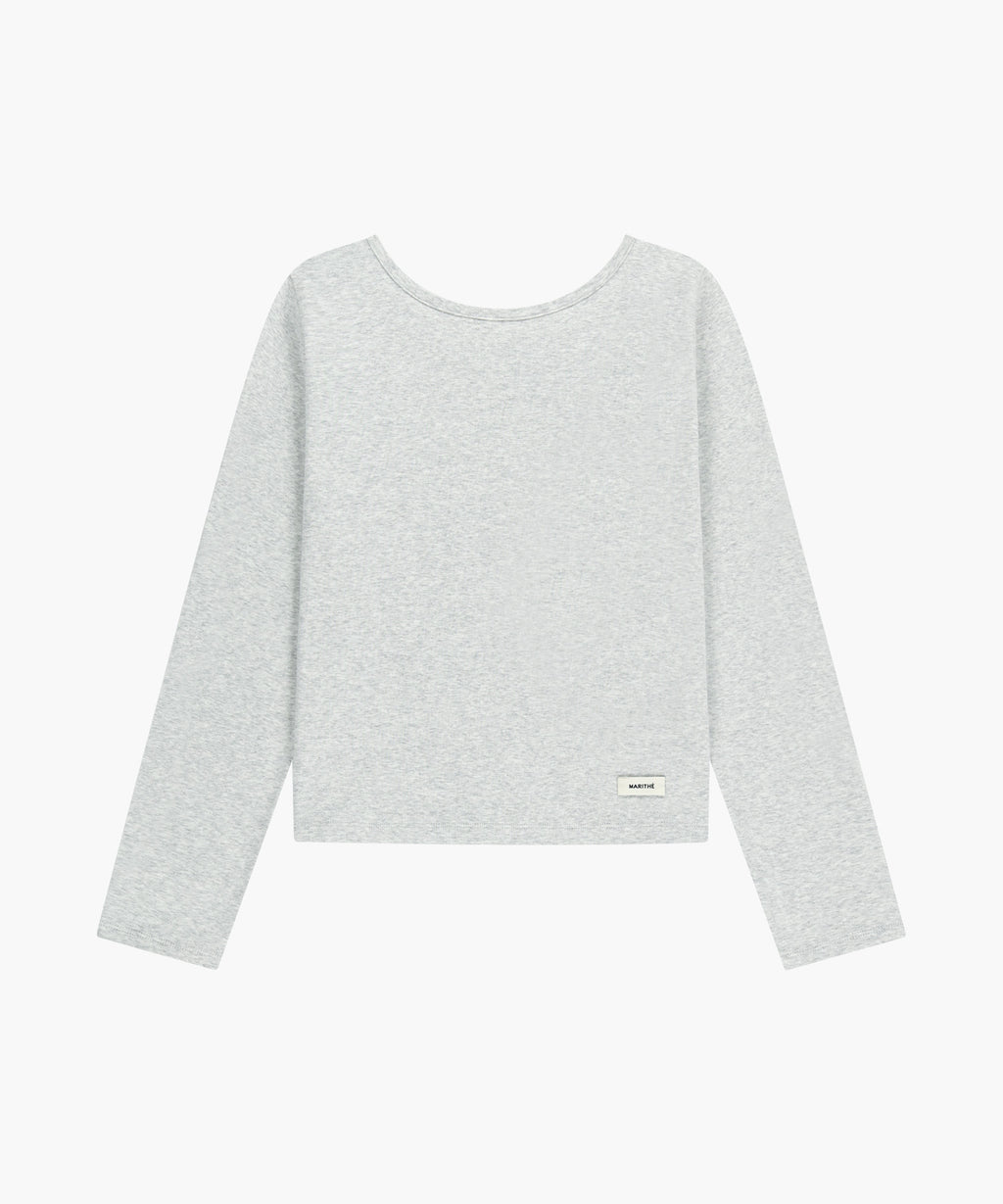 Marithe & Francois Girbaud - Basic Scoop Back Long Sleeve (Light Heather Gray) product image 6 | TRAB K-Fashion Australia