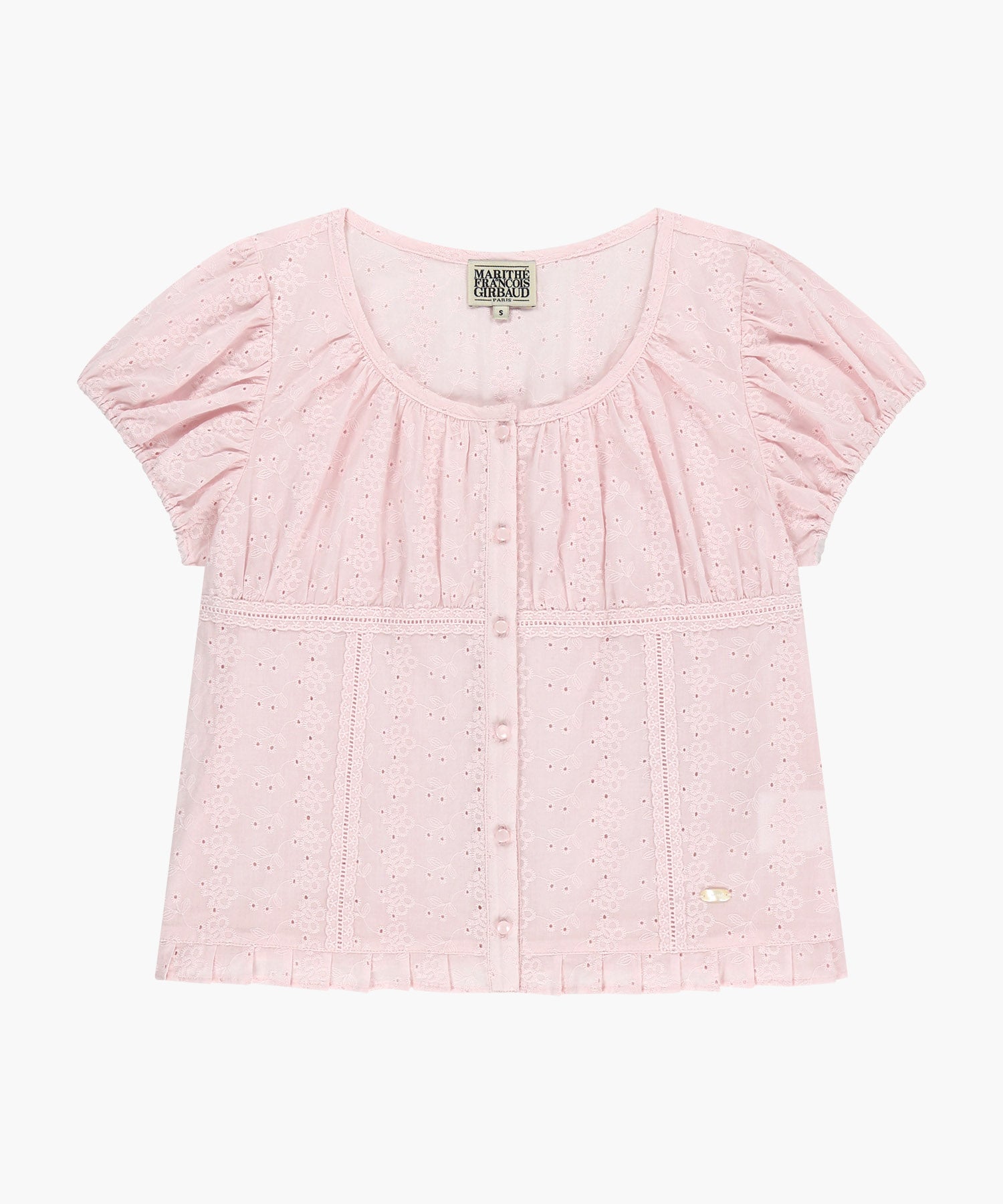 Marithe & Francois Girbaud - Puff Sleeve Lace Shirt (Light Pink) product image 6 | TRAB K-Fashion Australia