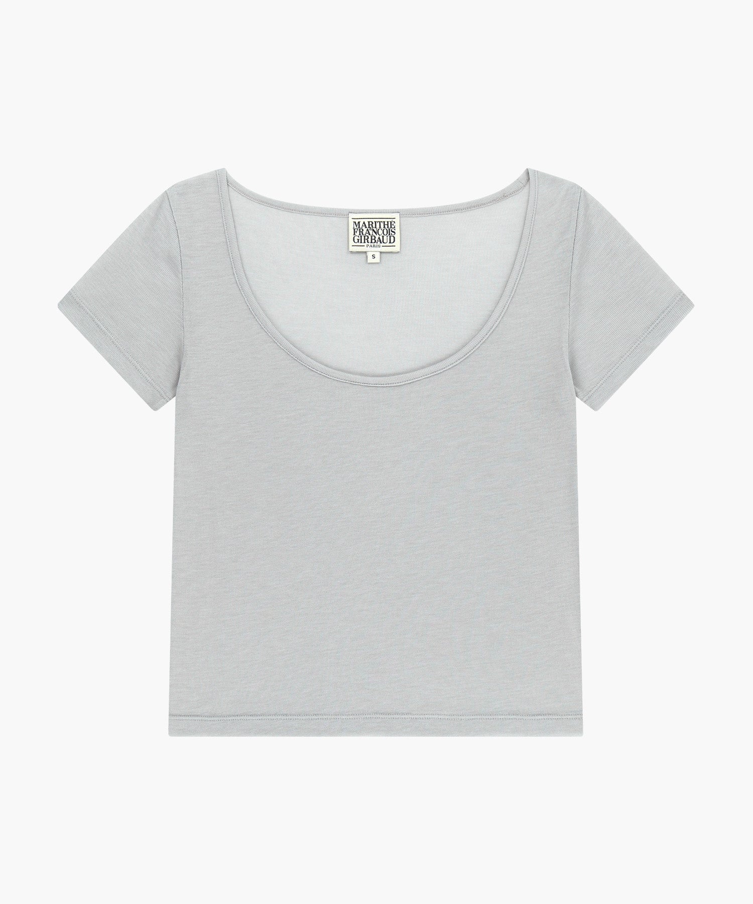 Marithe & Francois Girbaud - Small Classic Logo Sleeveless Layered Slim Crop Tee (Light Gray) product image 6 | TRAB K-Fashion Australia