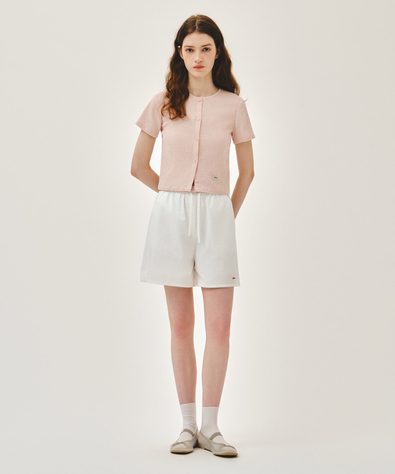 Marithe & Francois Girbaud - Crinkle Sleeveless + Cardigan Set (Pink) product image 6 | TRAB K-Fashion Australia