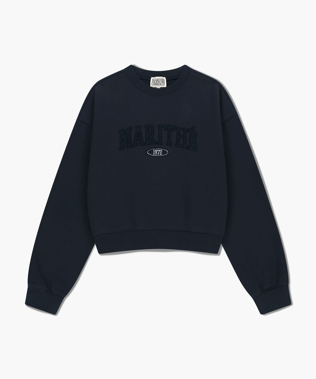 Marithe & Francois Girbaud - Raw Edge Applique Logo Crop Sweatshirt (Navy) product image 6 | TRAB K-Fashion Australia