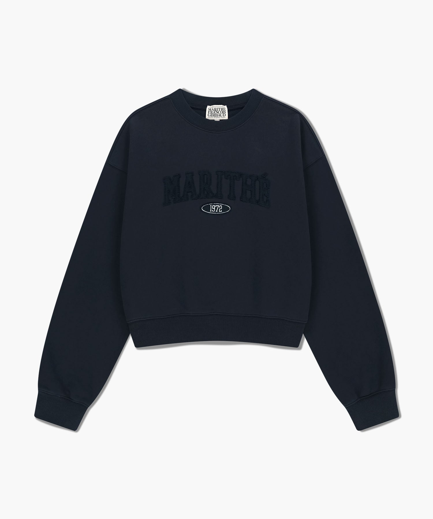 Marithe & Francois Girbaud - Raw Edge Applique Logo Crop Sweatshirt (Navy) product image 6 | TRAB K-Fashion Australia