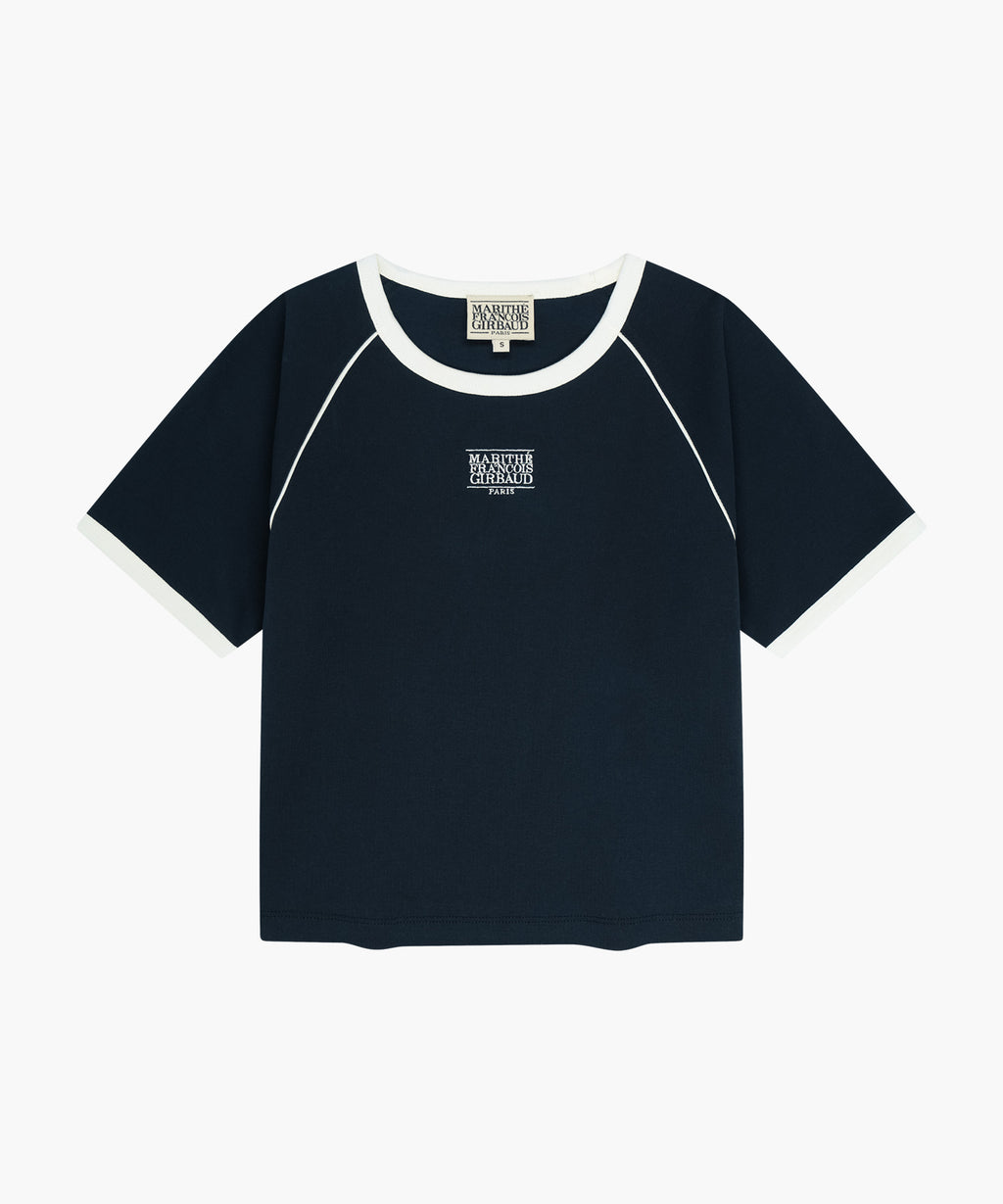 Marithe & Francois Girbaud - Aerocool Small Classic Logo Ringer Slim Crop Tee (Navy) product image 6 | TRAB K-Fashion Australia