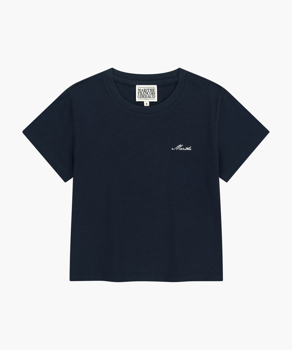 Marithe & Francois Girbaud - Small Lettering Slim Crop Tee (Navy) product image 6 | TRAB K-Fashion Australia