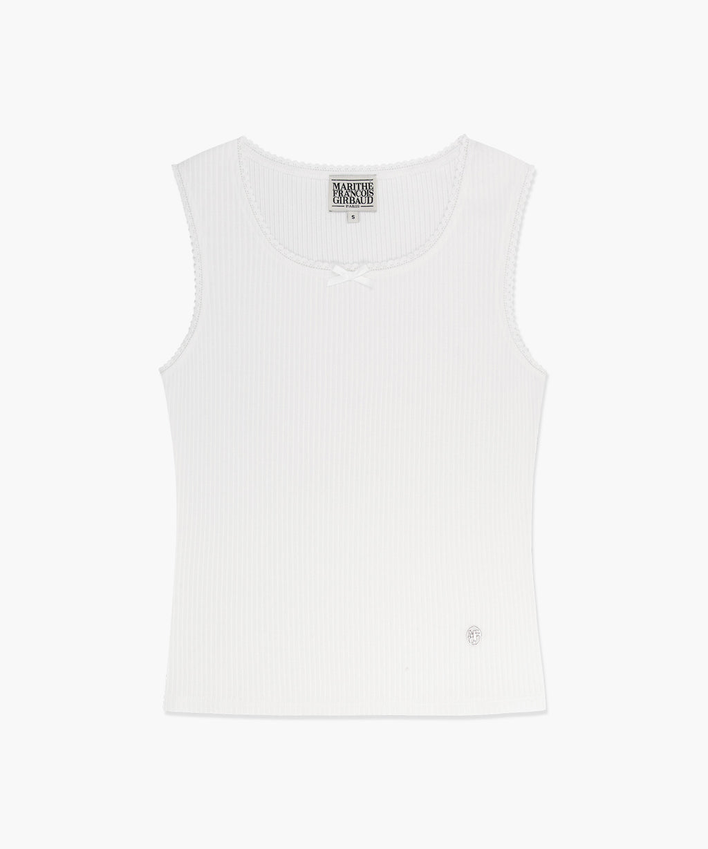 Marithe & Francois Girbaud - Lace Detail Sleeveless (White) product image 6 | TRAB K-Fashion Australia