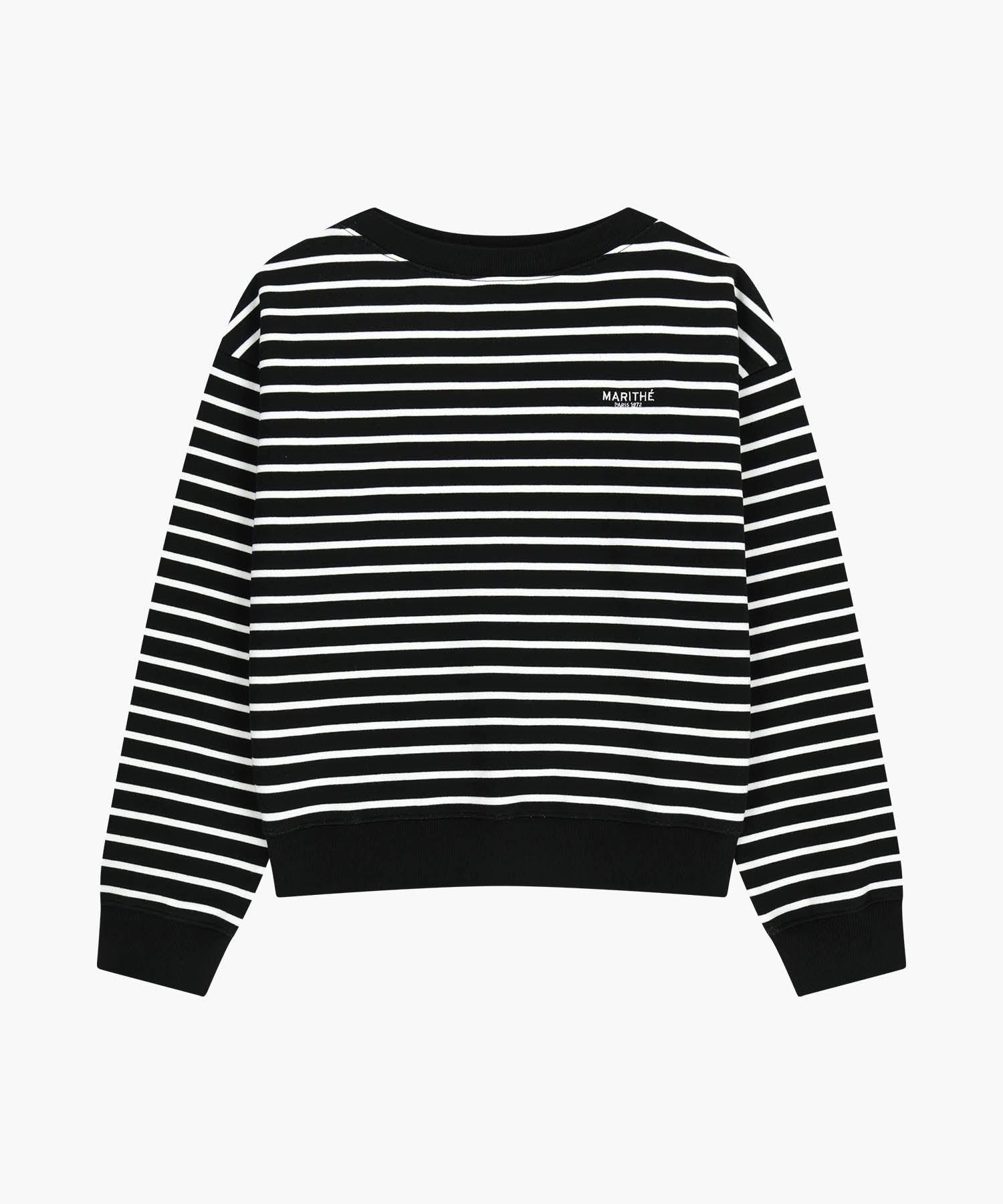 Marithe & Francois Girbaud - Stripe Boatneck Crop Sweatshirt (Black) product image 6 | TRAB K-Fashion Australia