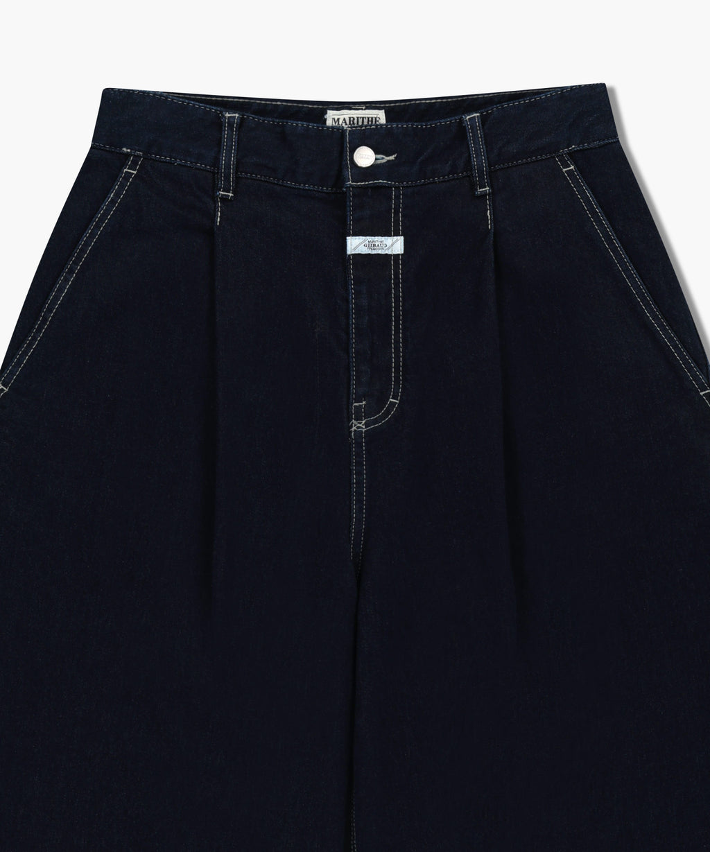 Marithe & Francois Girbaud - Low-waist Tuck Wide Denim Pants (Dark Blue) product image 8 | TRAB K-Fashion Australia