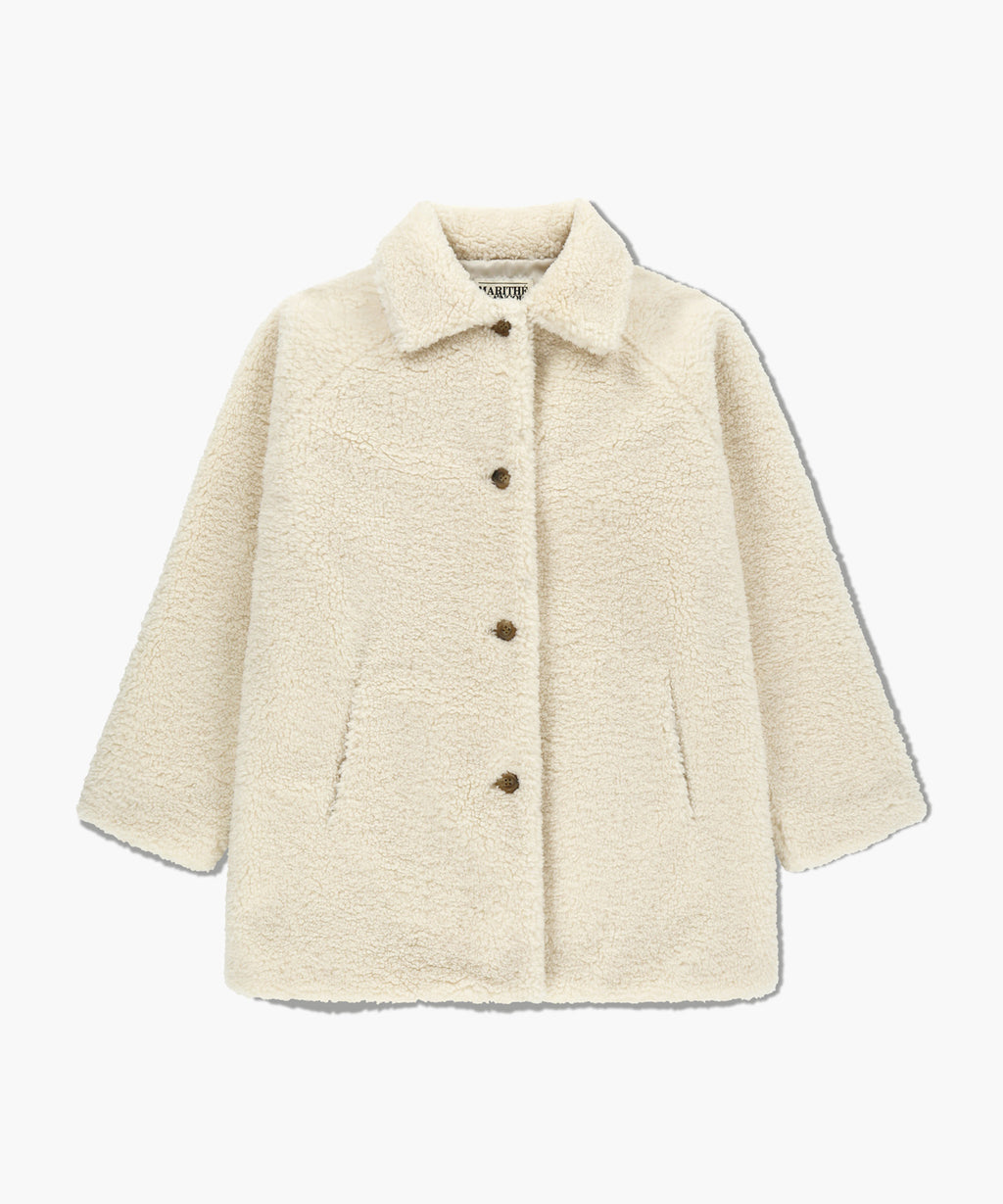 Marithe & Francois Girbaud - Mid Shearling Fur Coat (Ivory) product image 8 | TRAB K-Fashion Australia