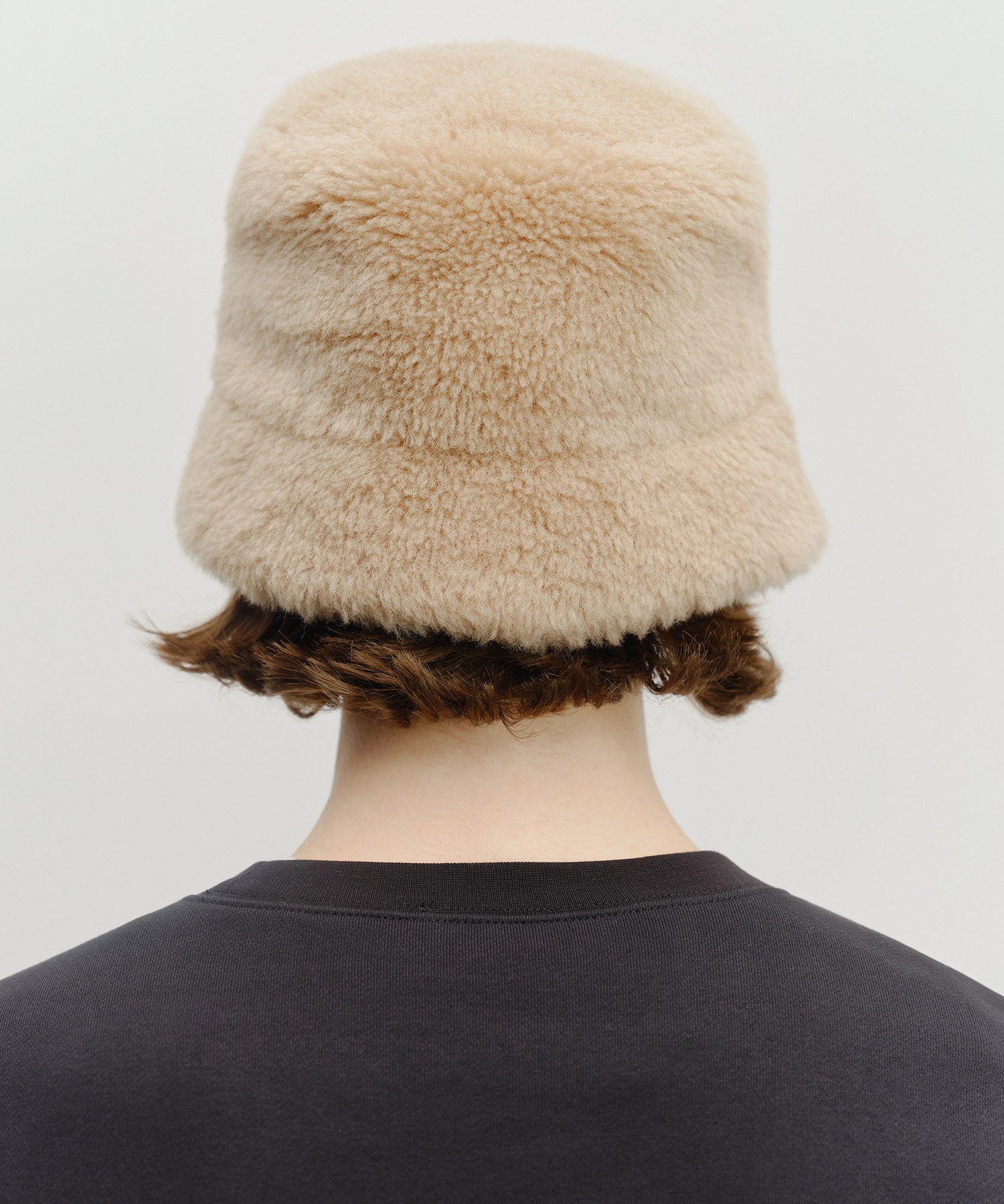 Marithe & Francois Girbaud - Classic Logo Fur Bucket Hat (Beige) product image 6 | TRAB K-Fashion Australia