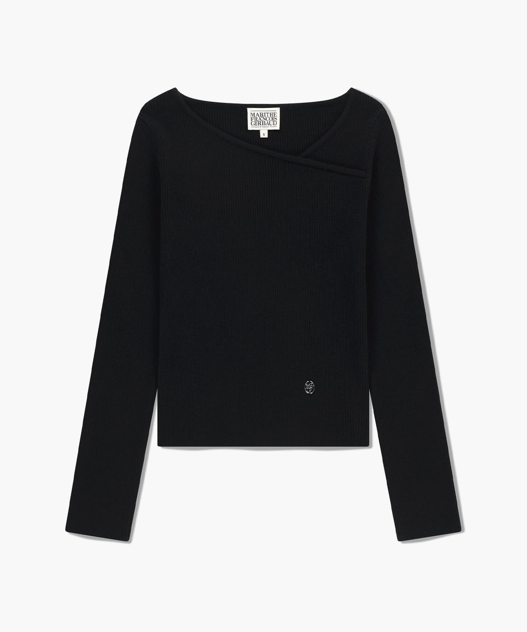 Marithe & Francois Girbaud - Circle Logo Neck Point Knit (Black) product image 6 | TRAB K-Fashion Australia