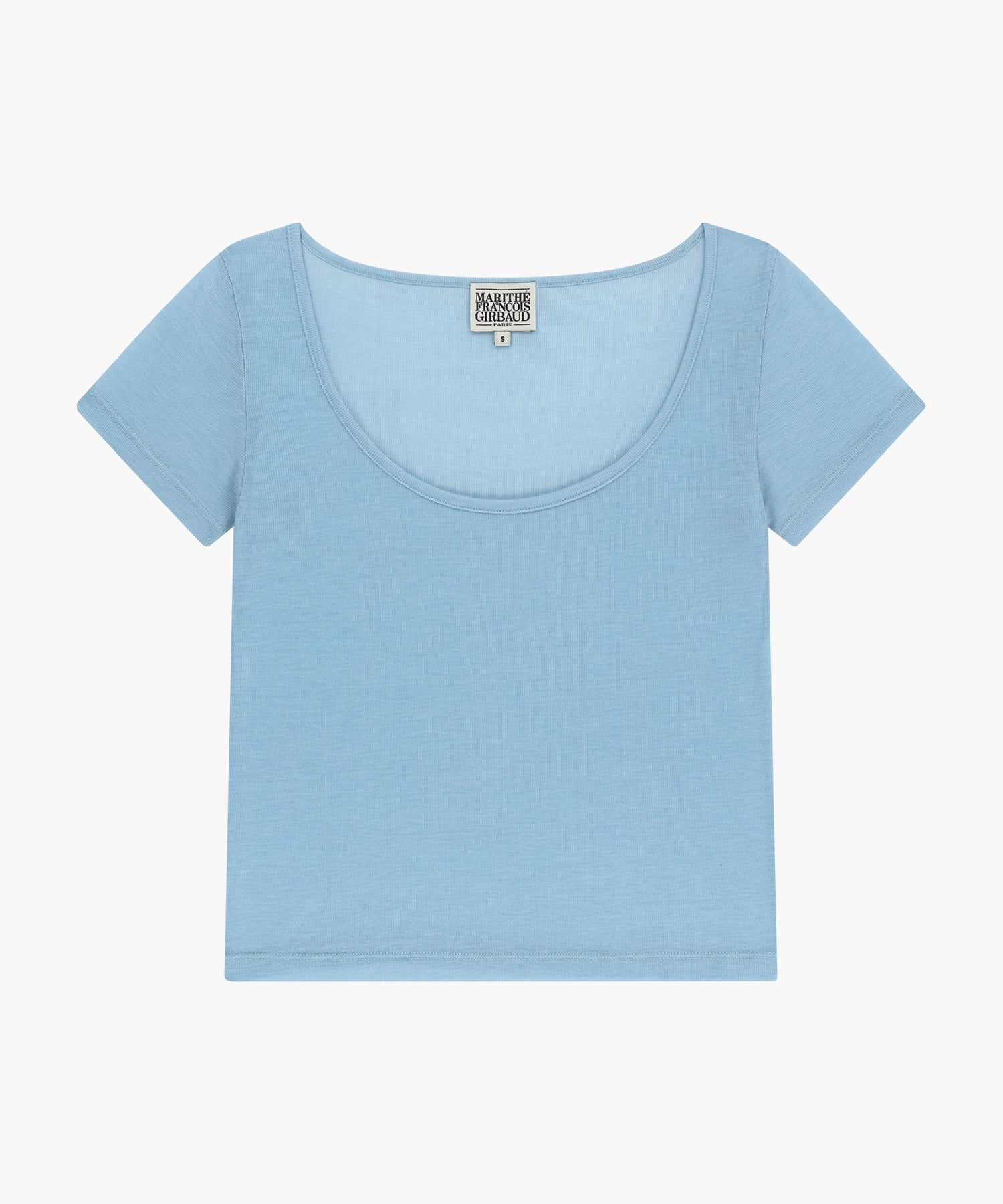 Marithe & Francois Girbaud - Small Classic Logo Sleeveless Layered Slim Crop Tee (Sky Blue) product image 6 | TRAB K-Fashion Australia