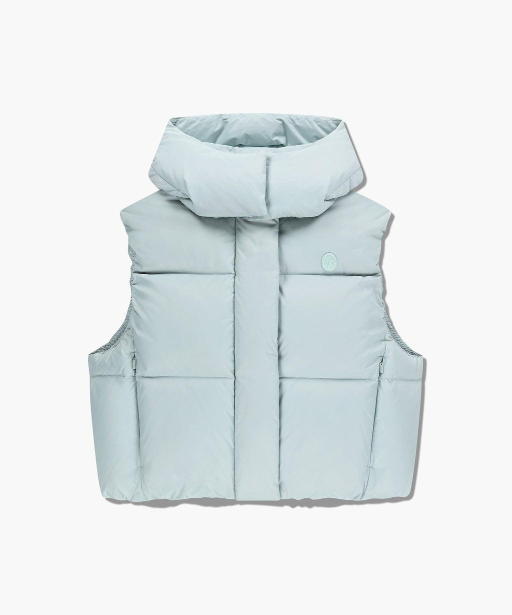 Marithe & Francois Girbaud - Circle Logo Crop Hooded Down Vest (Mint Gray) product image 6 | TRAB K-Fashion Australia