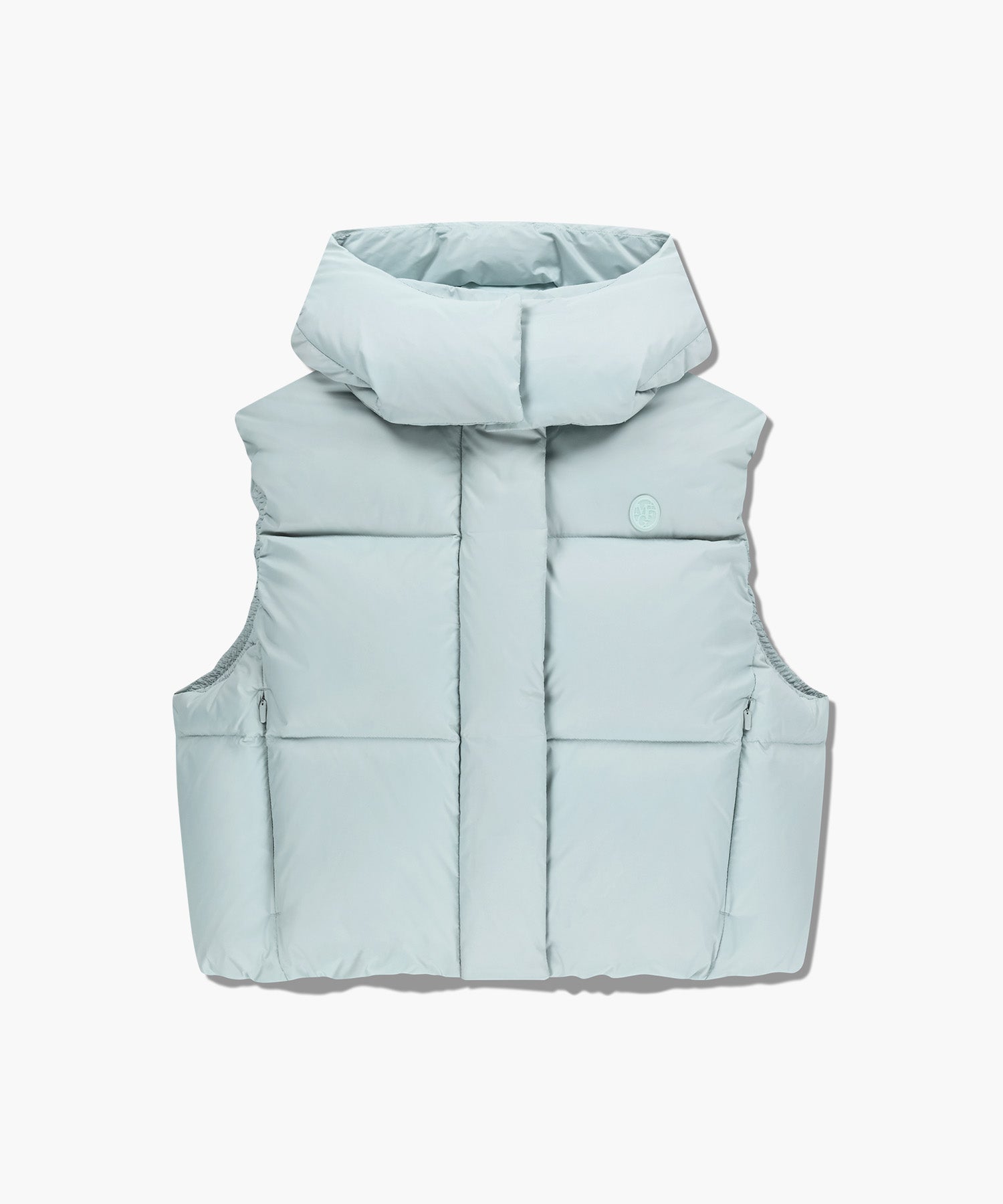 Marithe & Francois Girbaud - Circle Logo Crop Hooded Down Vest (Mint Gray) product image 6 | TRAB K-Fashion Australia